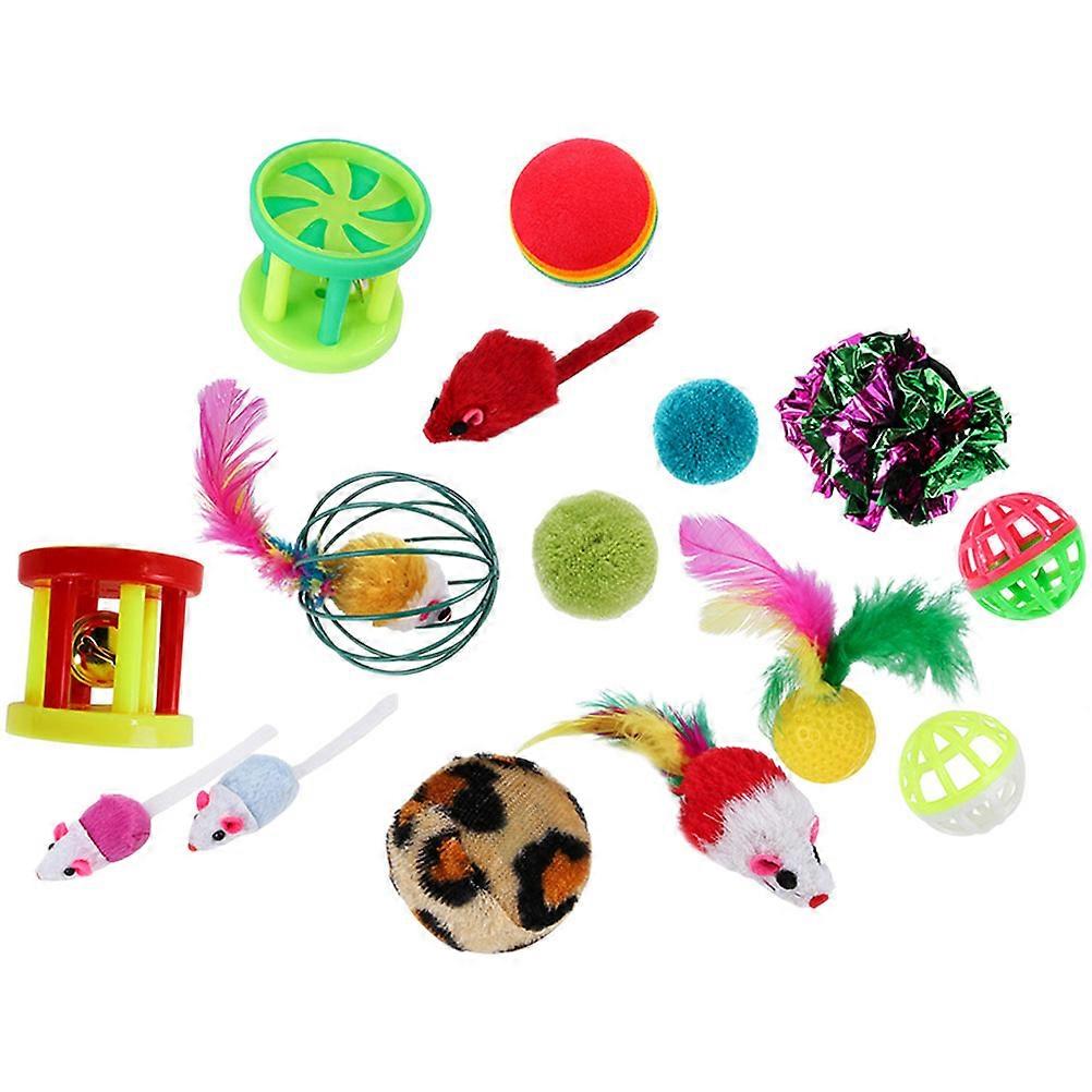 24Pcs Kitten Interactive Toys Ideal For Home Play Promoting Exercise Inducement Through Engaging Mice And Balls With Bell Pendants