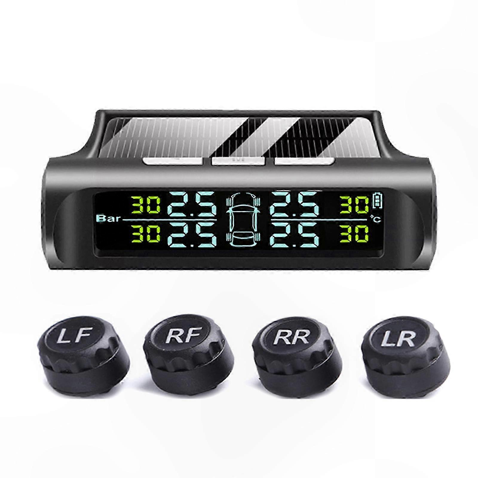 Wireless Tire Pressure Monitoring System (TPMS) for Truck RVs Trailer, Including 4 External Sensors Solar Power