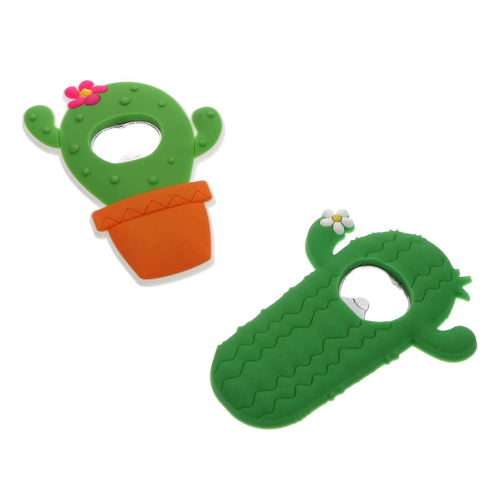 Cactus Bottle Opener Tool 2Pcs Practical Design For Home Use Use Outdoors Travel Green Silicone Magnetic