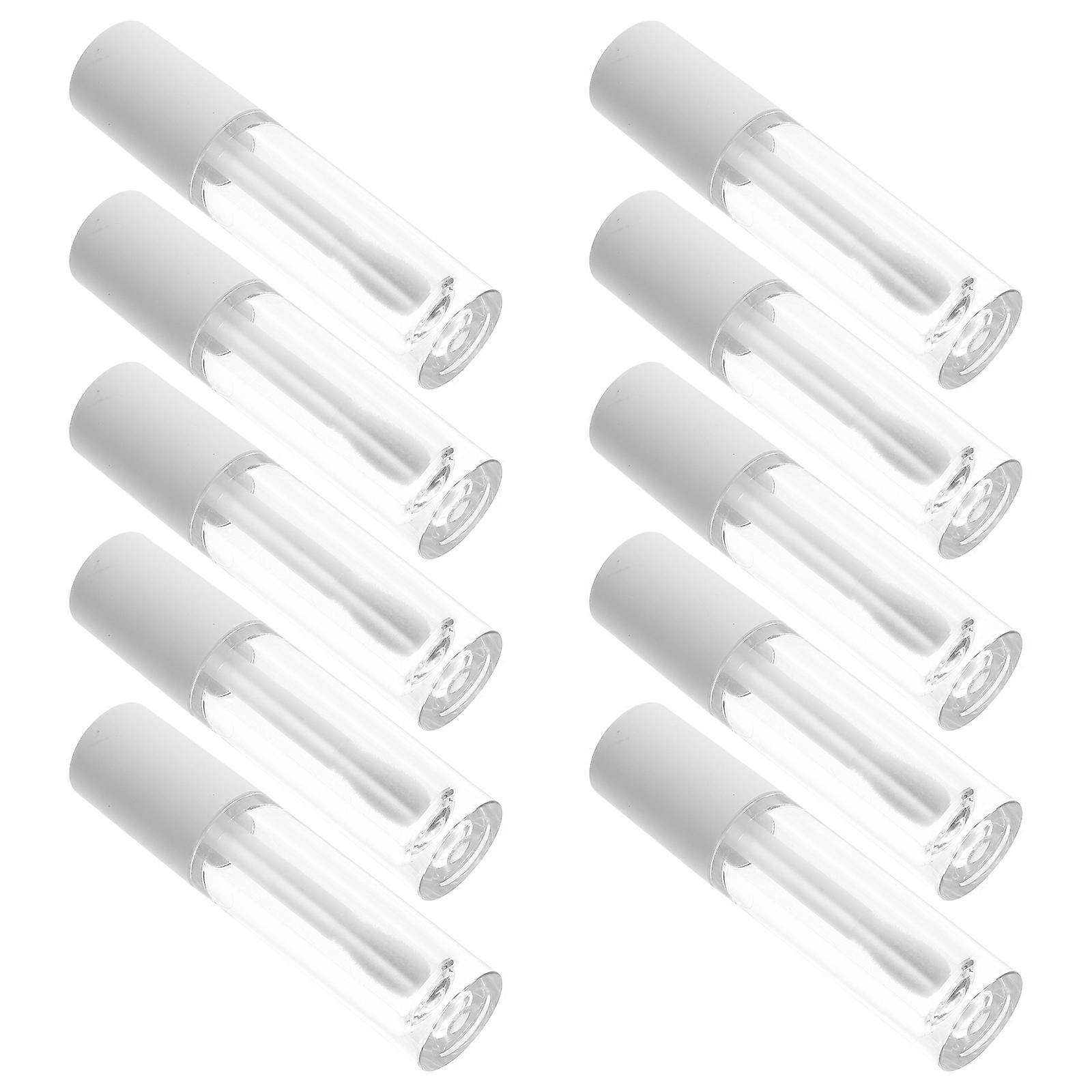 Lip Gloss Containers 10Pcs Mini Lip Oil Bottles Round White 5ml Storage For Cosmetics