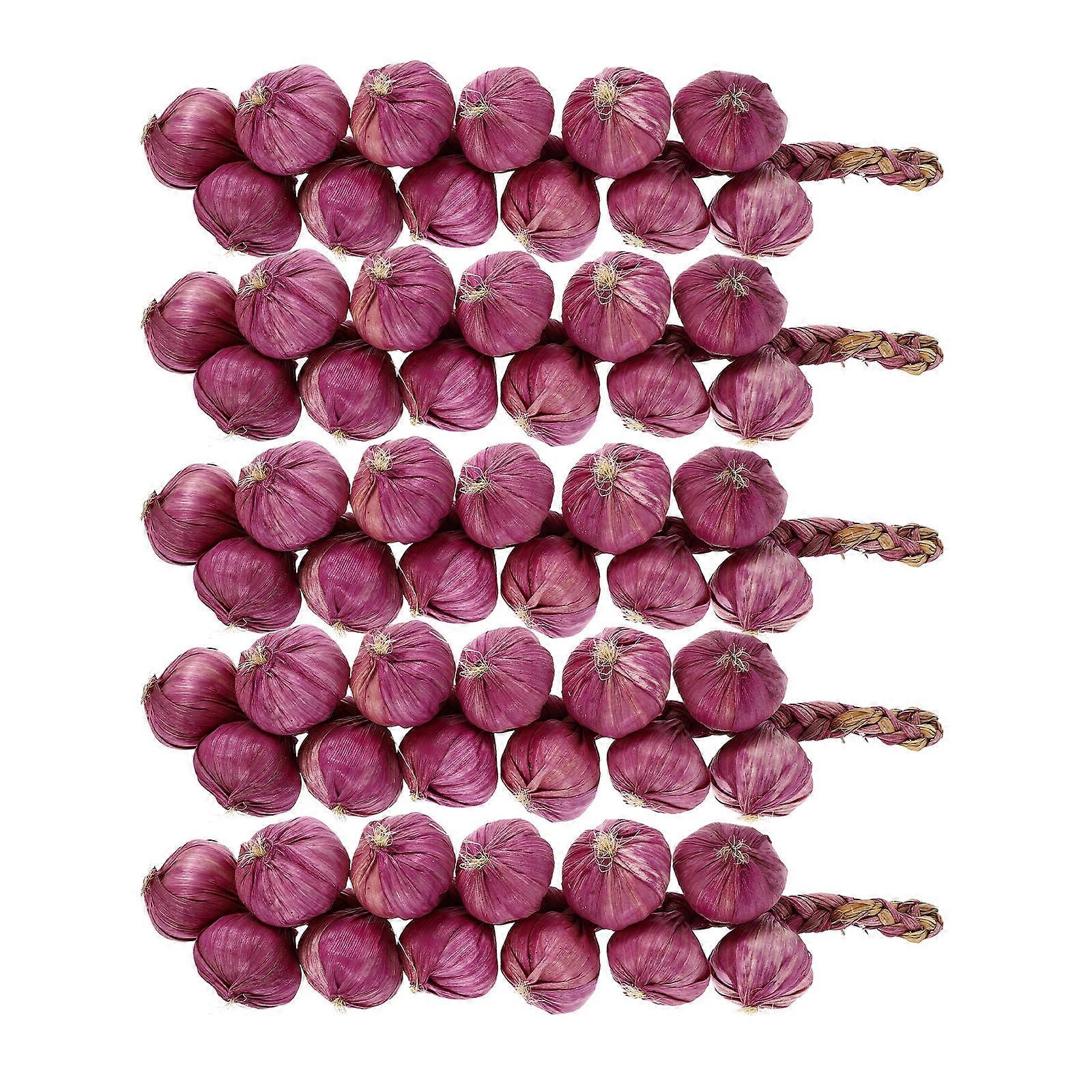 Fake Garlic Decor 5Pcs Garlic Shape Wall Art Decoration Purple Foam And Straw