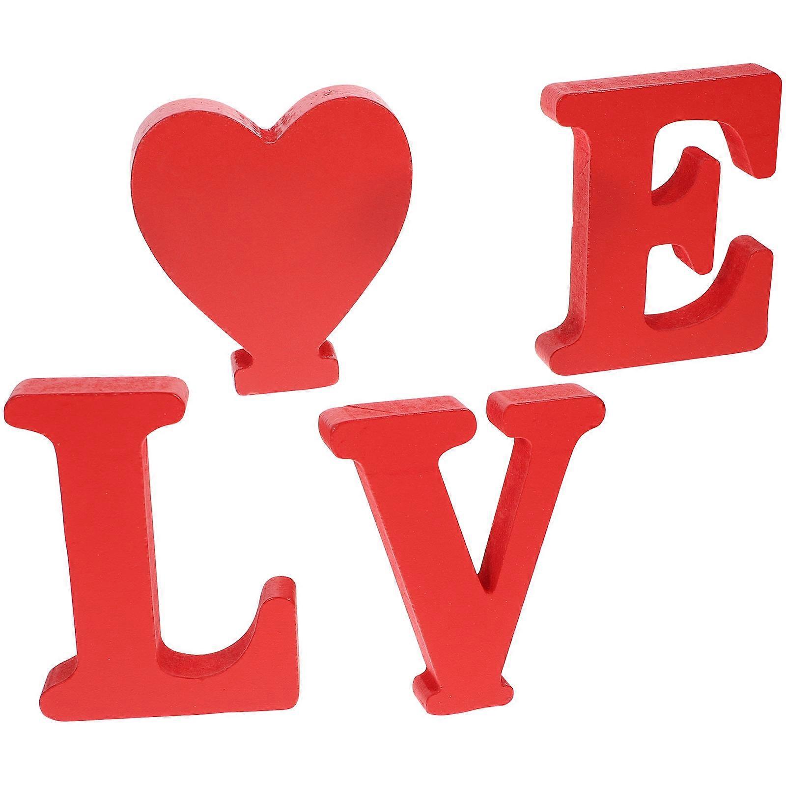 Freestanding Love Sign Tabletop Centerpiece Romantic Atmosphere Creation Red Heart Shape Modern Style 1Set