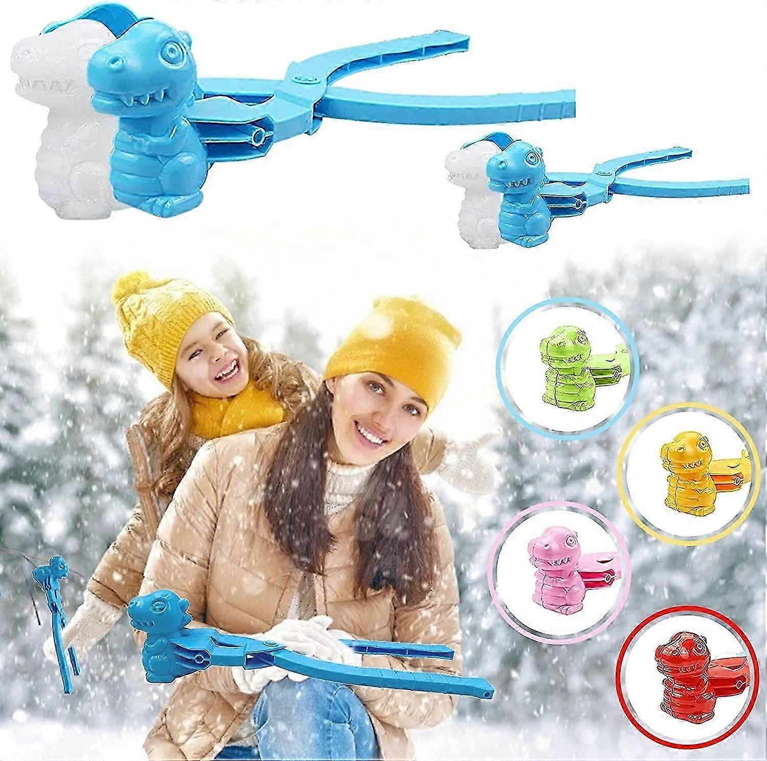 Winter Outdoor Play Snow Toys Molds with 2021 New Shape of Dinosaur, 2 Sizes Snowball Maker Tools (Large+Small,Blue)