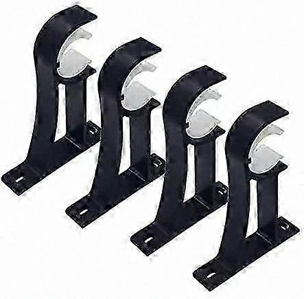 Black Curtain Rod Bracket Set, 4-Pack Wall Mount Holders for Drapes