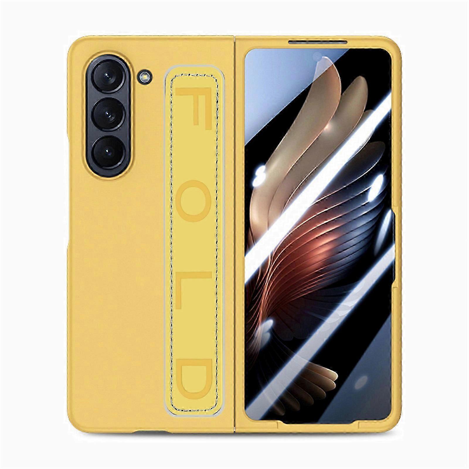 Galaxy Z Fold 5 Silicone Grip Cover, Protective Phone Case with Finger Strap Handheld Design for Z Fold 5