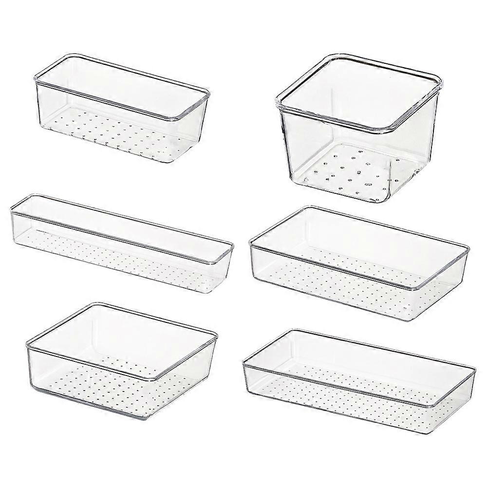 Clear Organizing Bins For Home Storage Solutions 15X15X5.6CM 6Pcs