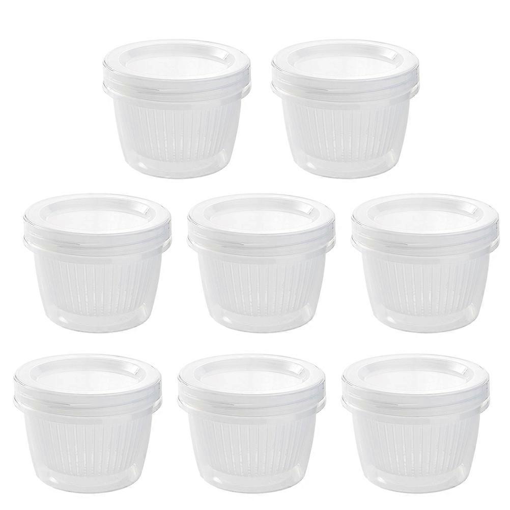 Plastic Fresh-Keeping Box 8 Sets Round Onion Storage For Kitchen Retain Flavor 500ML Double Layers