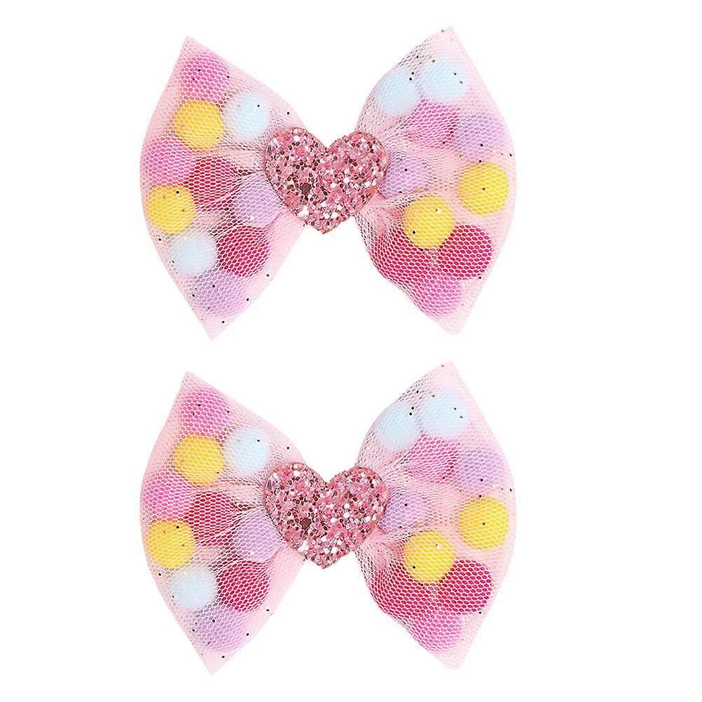 Agrafe de păr cu design de inimă cu paiete pentru fete Bowknot Multi colorat decorațiuni 2 buc