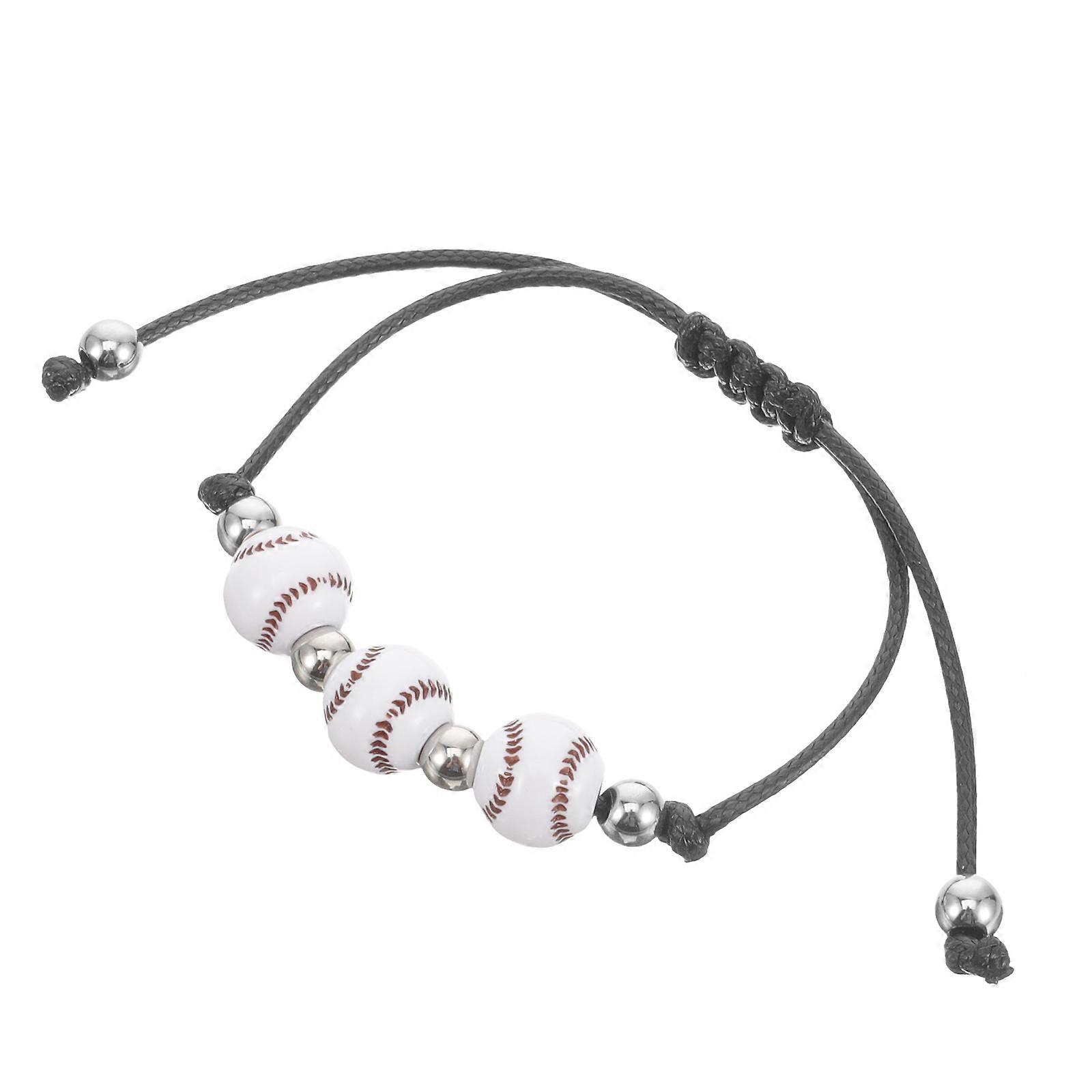 Baseball Charm Bracelet for Kids Adjustable Acrylic Multi Color Fits Most Wrist Sizes