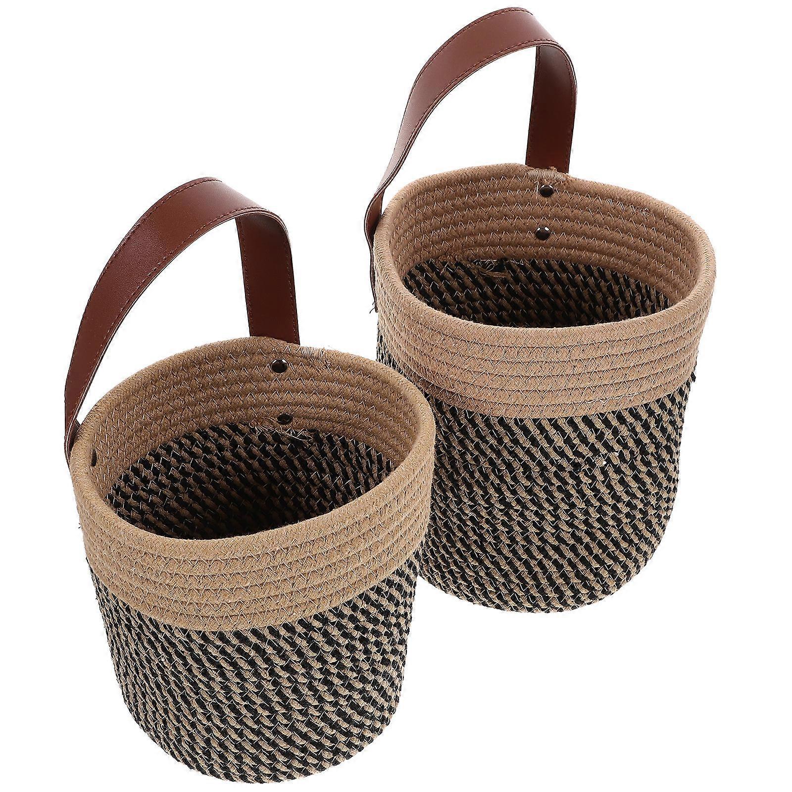 Hemp Wall Hanging Basket for Storage Use Strong and Durable 2 Pieces
