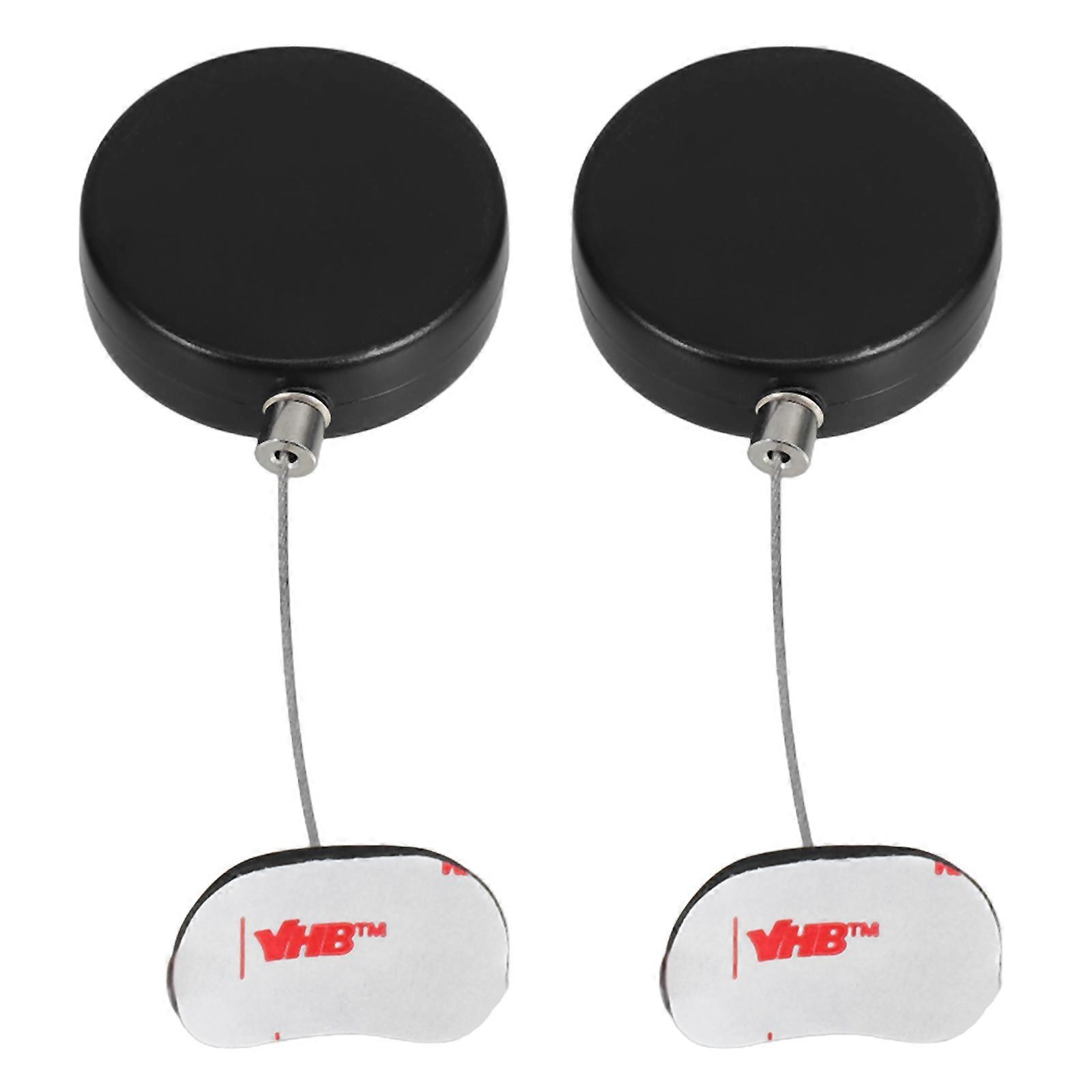 Black Retractable Steel Cable Lock for Tools with Durable Combination Wire and Automatic Reel 2pcs