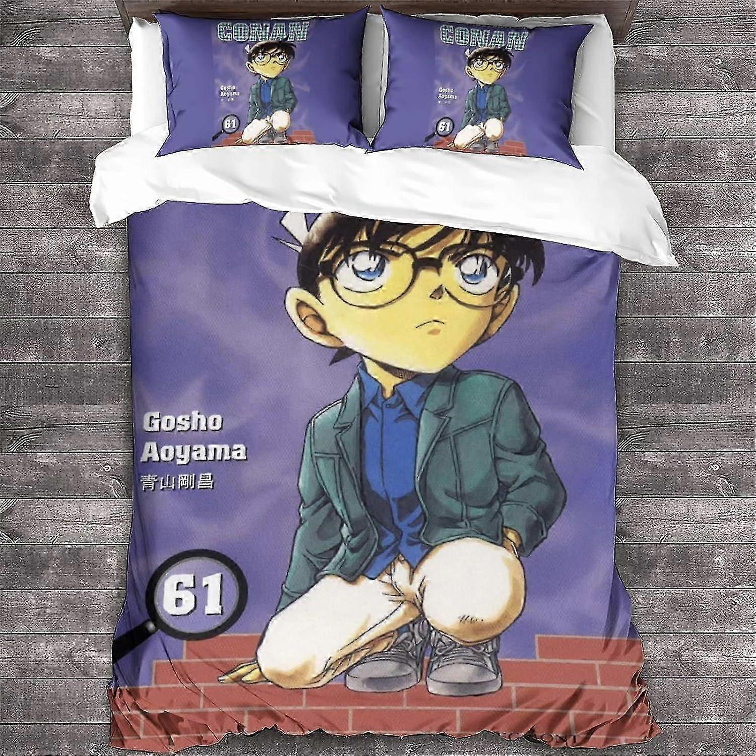 2025 Detective Conan Set di copripiumino AnimeD Conan Skull Set di biancheria da letto Edogawa Set di biancheria da letto in microfibra King 135 * 200 CM