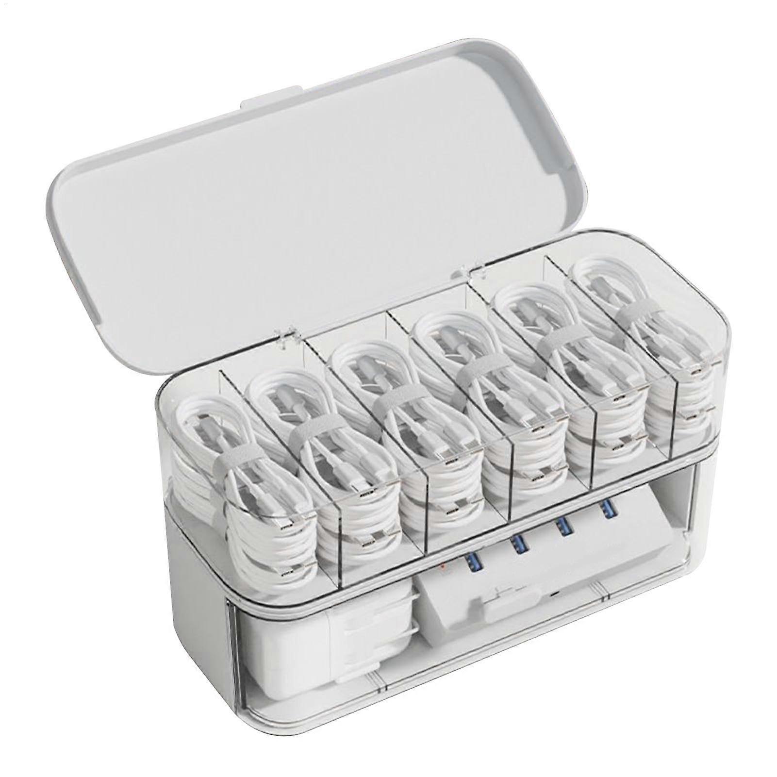 Cable Organiser Box, Cord Box Organiser, Transparent Cords Organiser Case, Cable Management Boxes for Desk Accessories, Electronics
