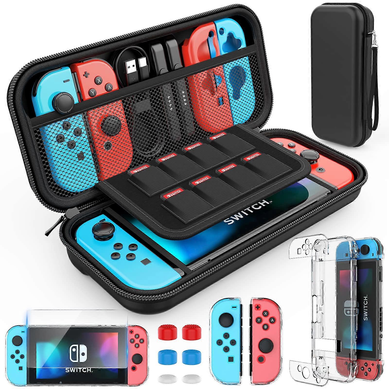 Case For Nintendo Switch Transparent Protective Case Screen Protector Film Thumb Caps Console Accessories
