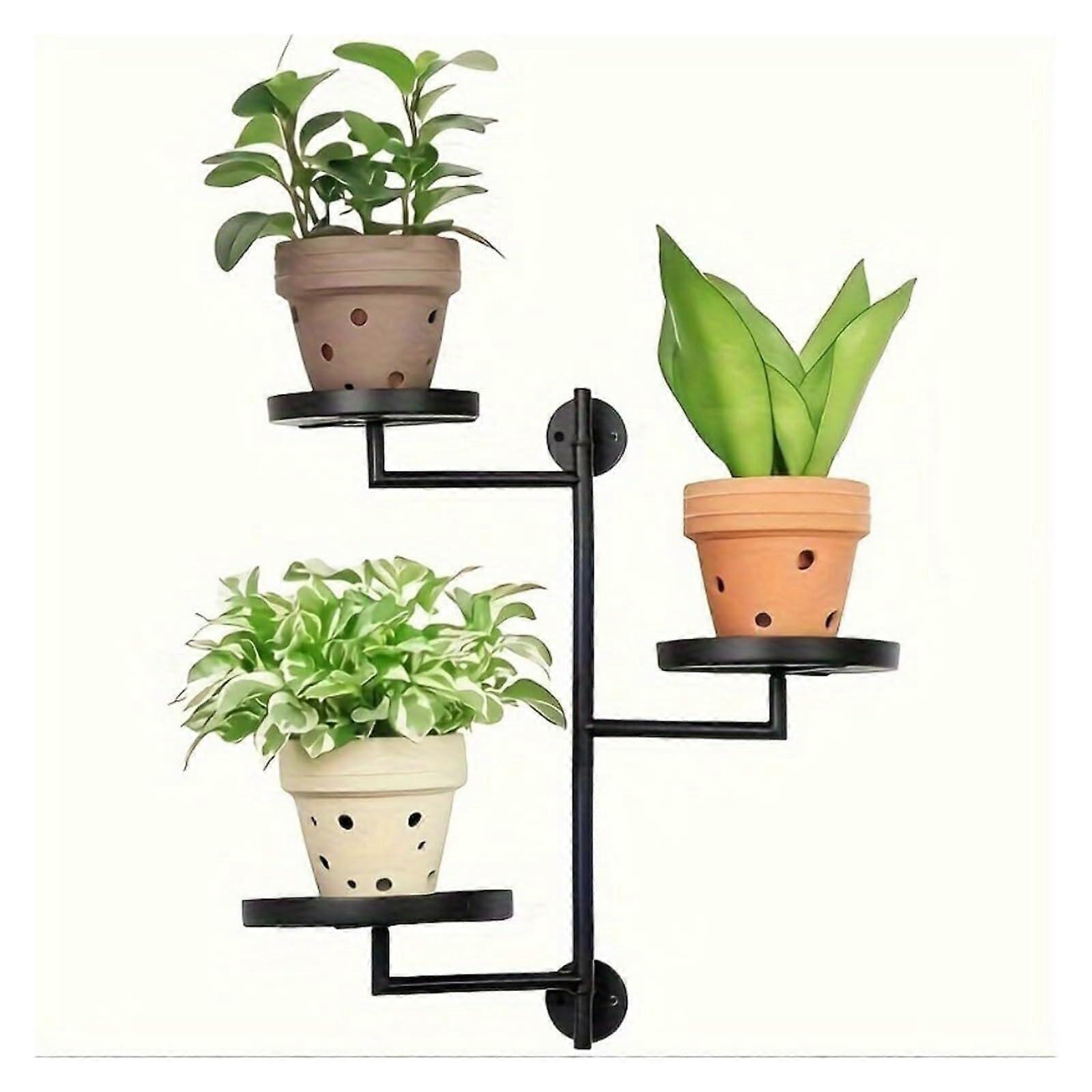 Plant Shelf Wall Mounted 42.5x15cm Black Metal Rotating Design Space-Saving Indoor Plant Display Window Shelf