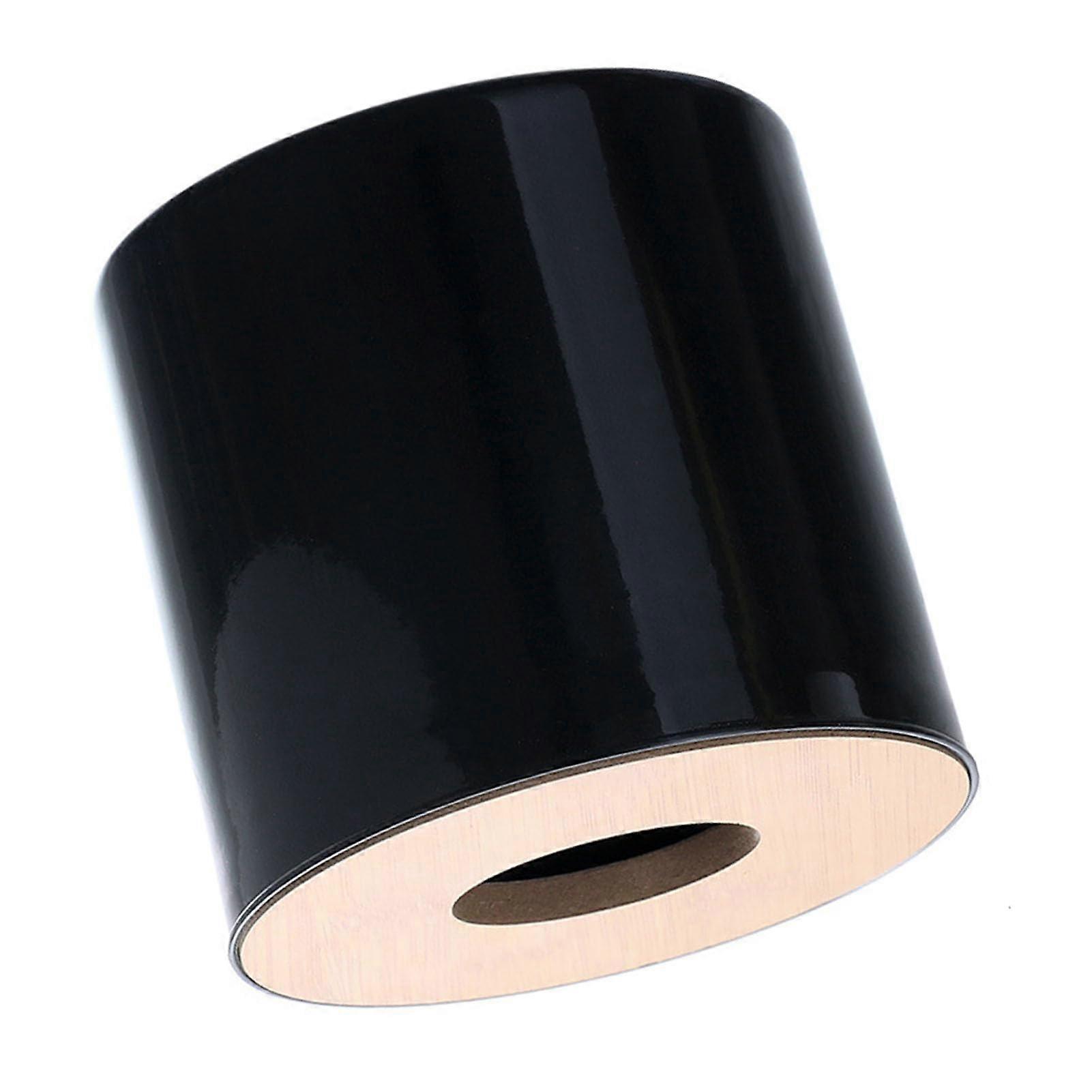 Round Tissue Toilet Paper Holder, PP and Composite Panel Material, Large Space, Modern, Concise Round Tissue Box Dispenser for Bathroom (White, Black)
