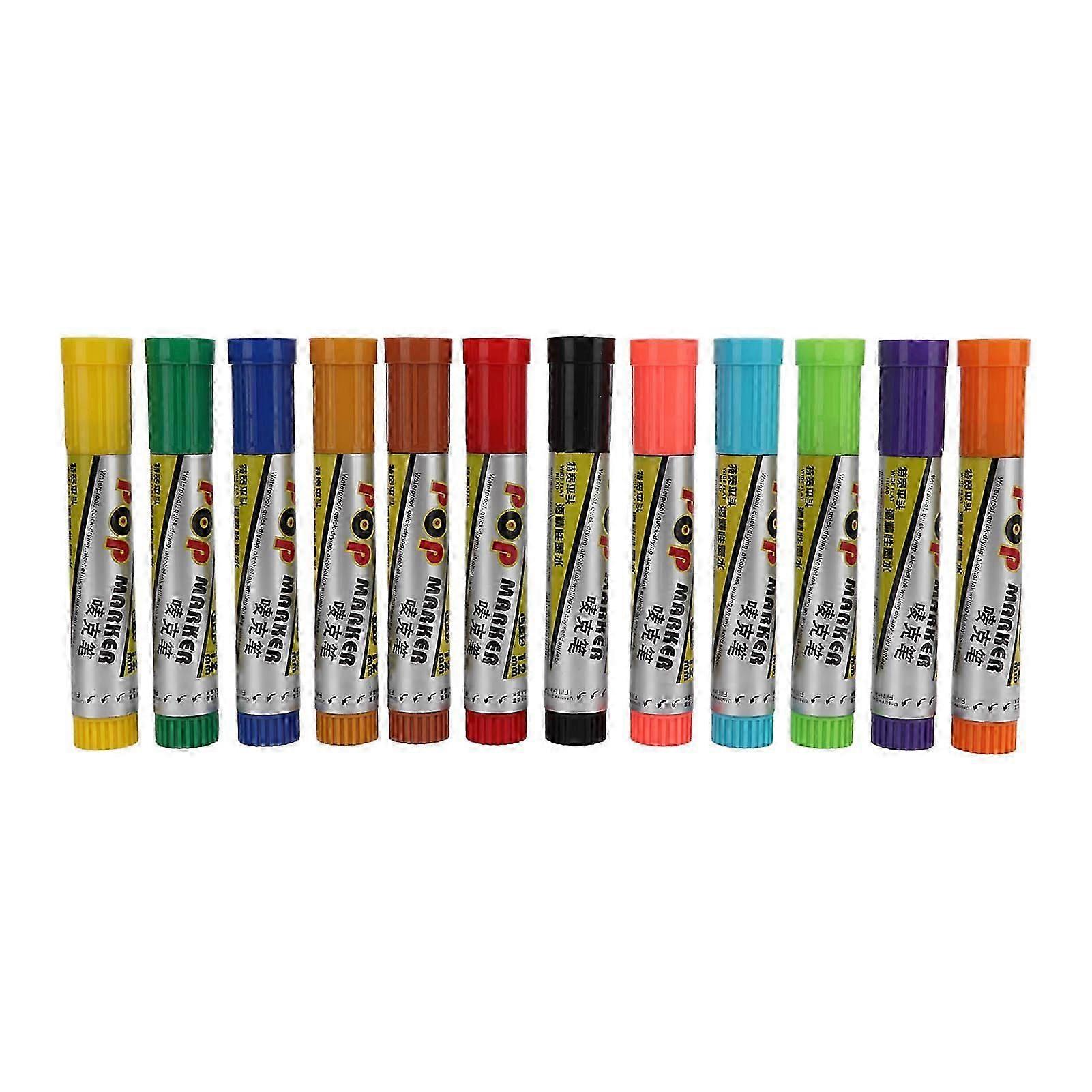 12Pcs Design Markers Quick Drying Safe Harmless Bright Color Wide Application Posca Paint Markers for Home Office Studio