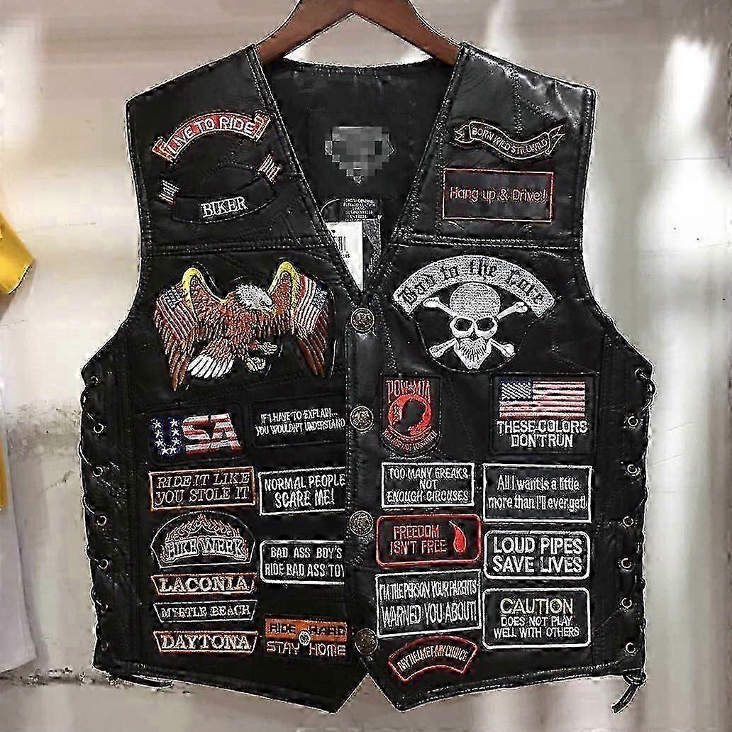Harley Weste Lederweste Reitweste 42 bestickte Badge Lederweste Herren