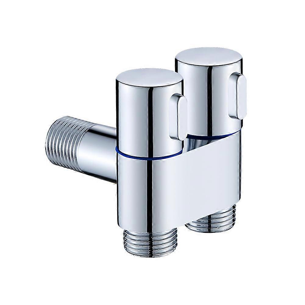 Mini Multifunction Brass Tap with 1 Inlet and 2 Outputs, Double Control for Washing Machine, Chrome Plated Tap for Washing Machine and ToiletB