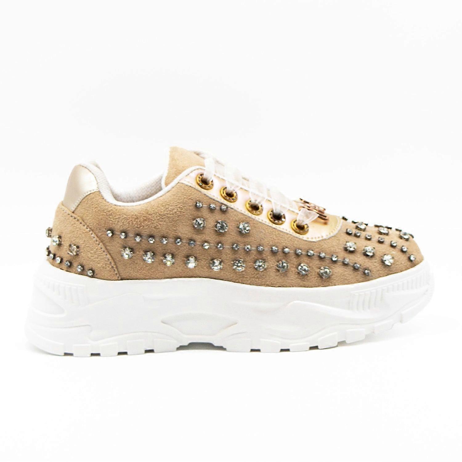 Eden luxury desert storm suede handmade embellished trainers