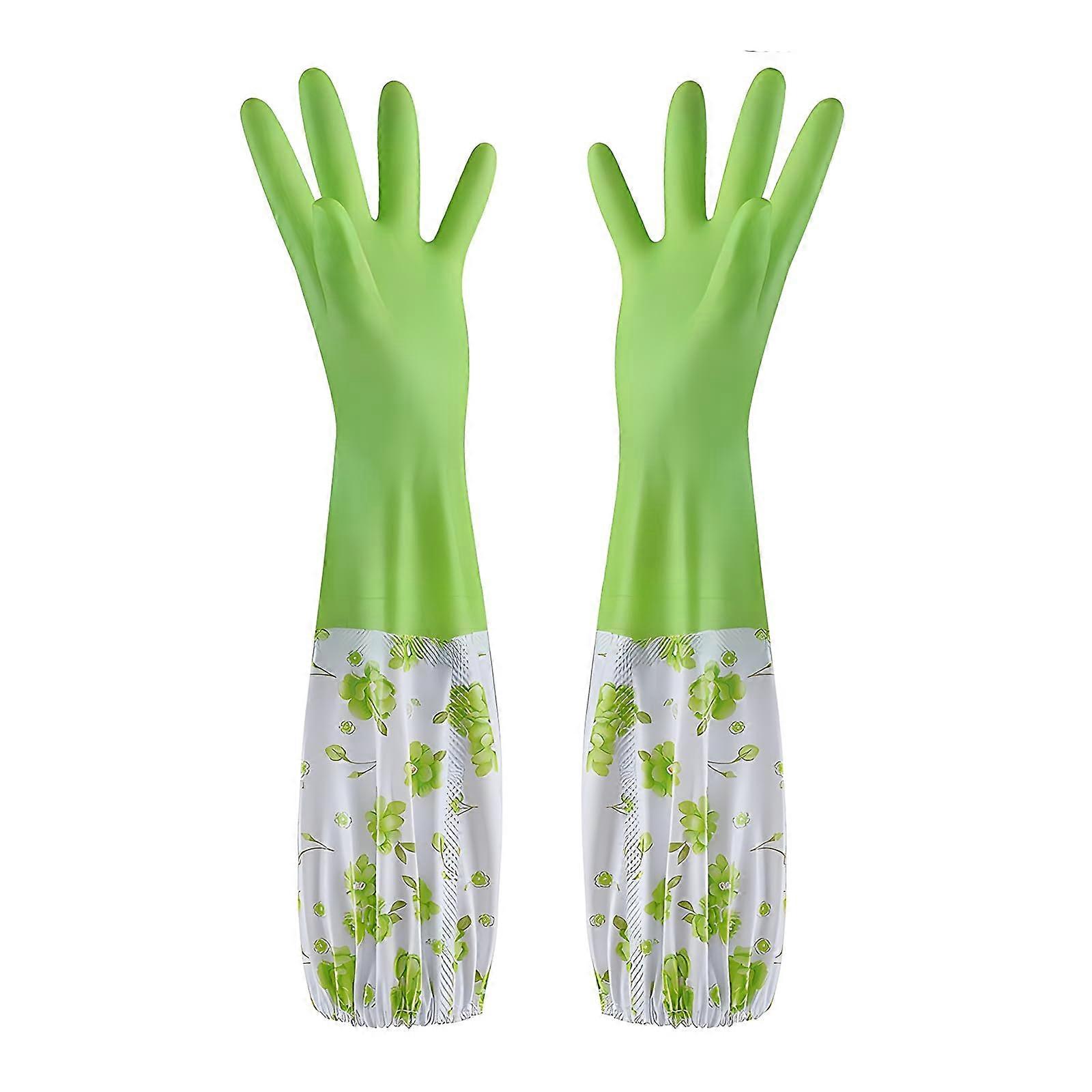 marigold gloves medium, washing up–Gardening, Cleaning  Dishwashing–Waterproof, Lined for Warmth (green)