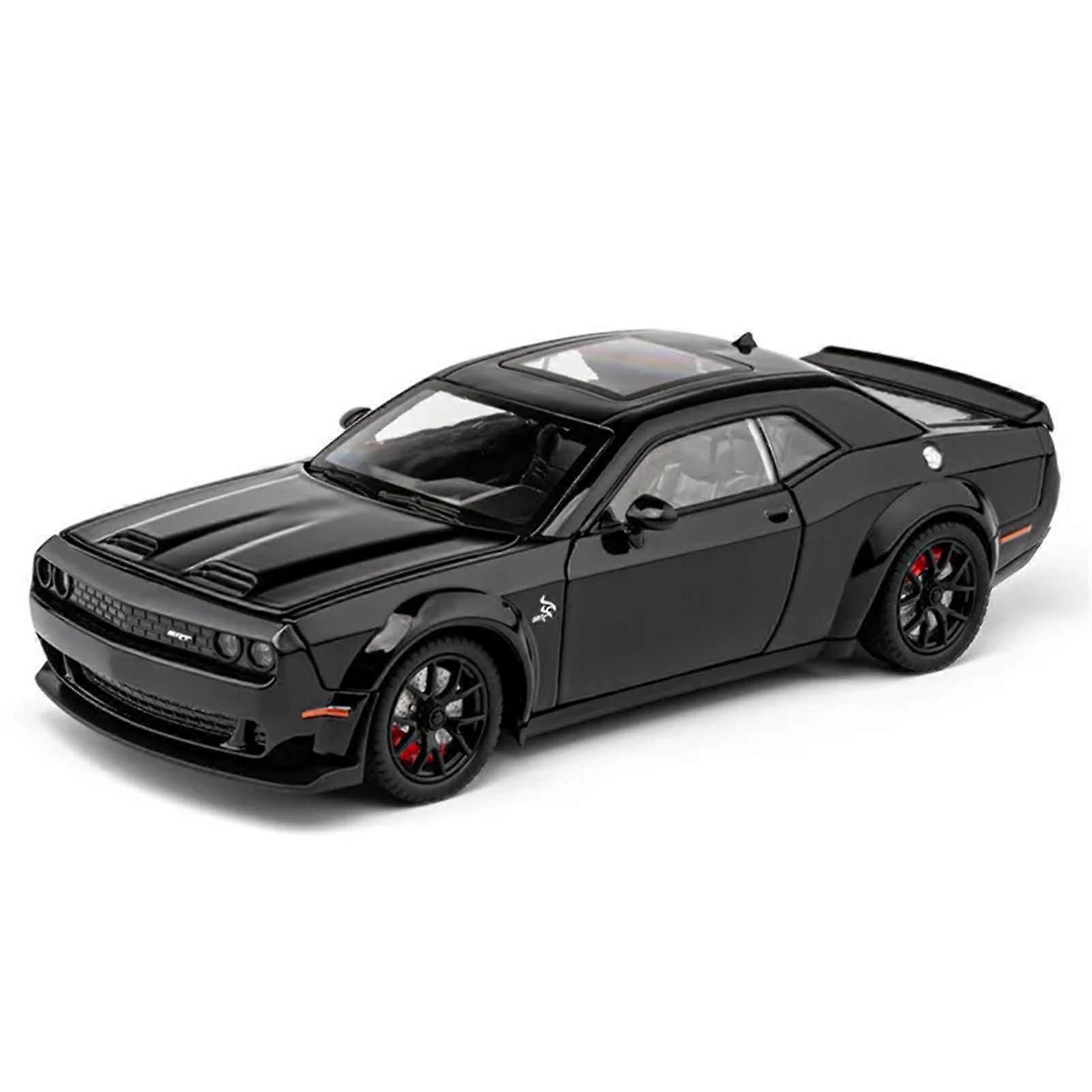 Ready-made Model Car Alloy 1:24, White, For Ford Dodge Challenger Hellcat, Sound And Light Simulation, Pull-Back