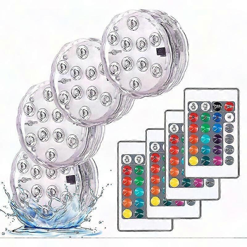 Waterproof LED Submersible RGB Lights for Water Features, Colorful Landscape Lighting with Remote Control, Set of 4