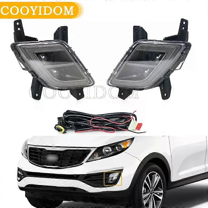 Apply LED Fog Lights For Kia Sportage 2011-2015 US Version LED DRL Fog lamp Driving Runninglight Headlight With Bidirectional Function