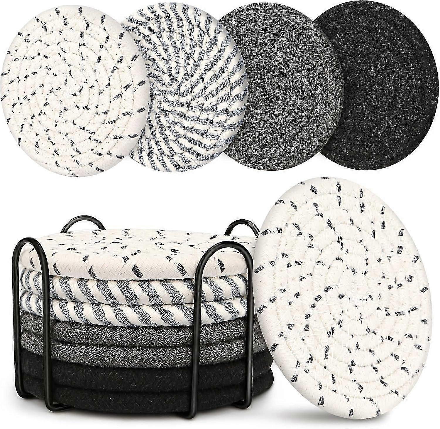 Coasters For Drinks, Coasters For Coffee Table, 8 Pack Coaster, Coasters For Drinks Absorbent, Boho Coasters-gray