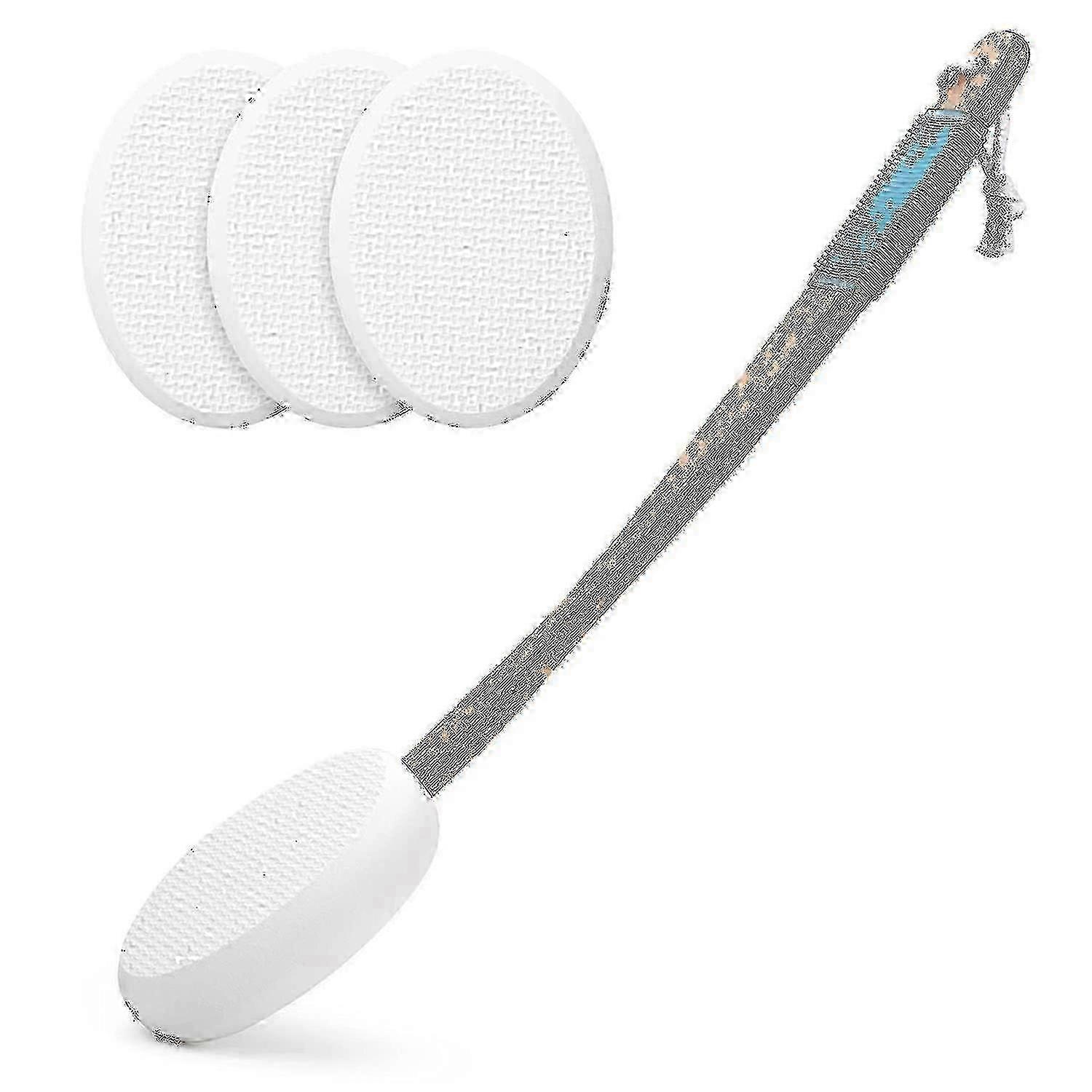 Long Handle Back Lotion Applicator with 4 Replaceable Pads, 17 Inch Moisturizing Tool for Easy Self Application