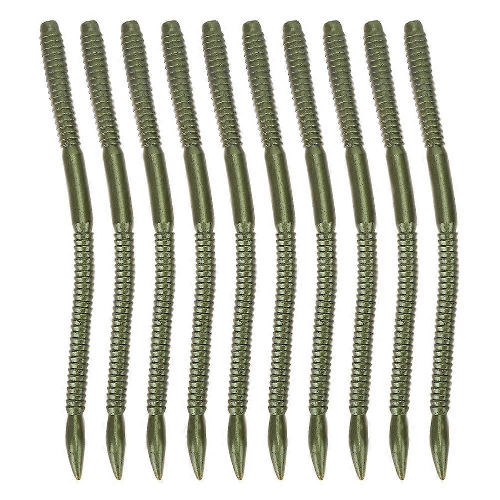10Pcs Soft Fishing Lure Artificial Worms Simulation Earthworm Fish Bait Tackle 15cmgreen and white