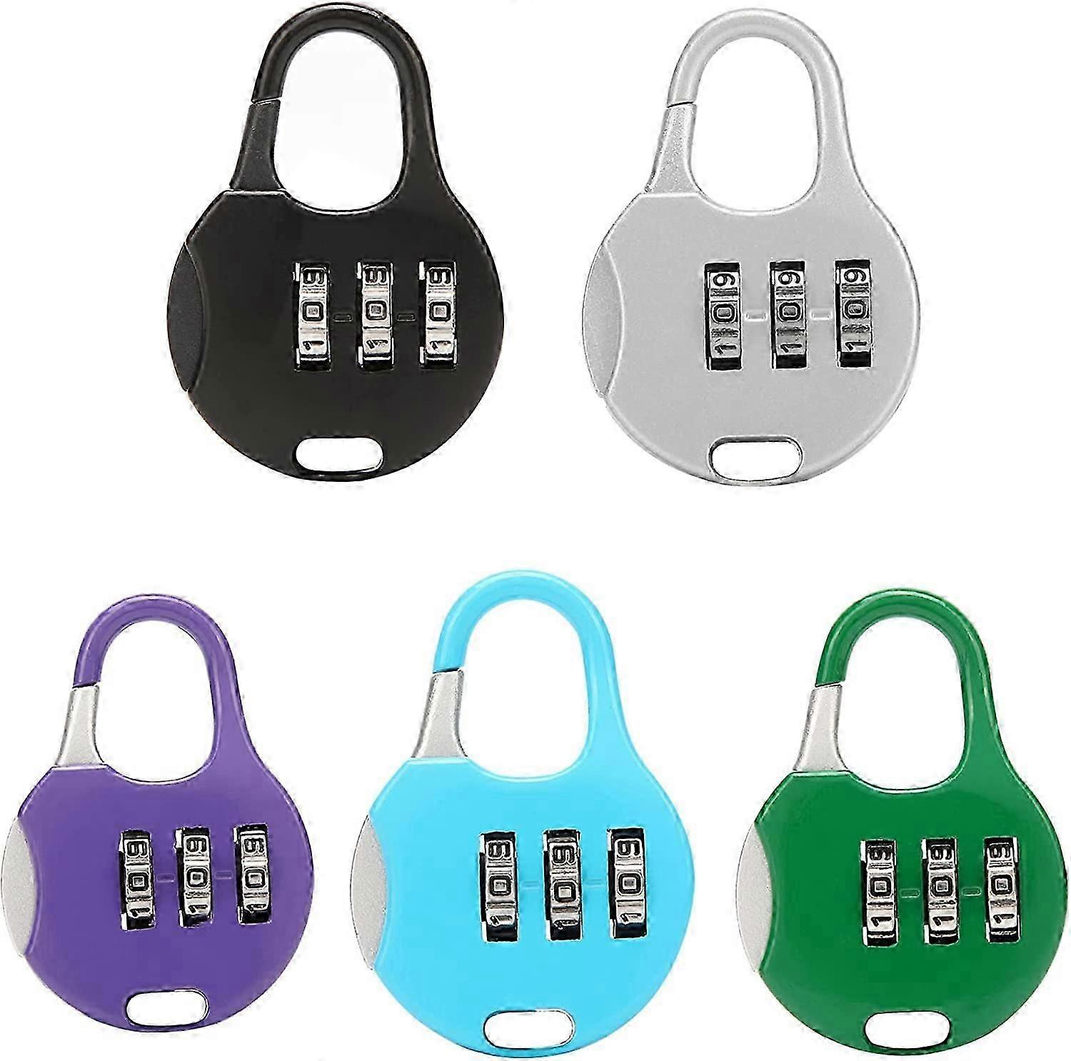 5pcs Travel Combination Padlock,3 Digit Resettable(5 Colors)