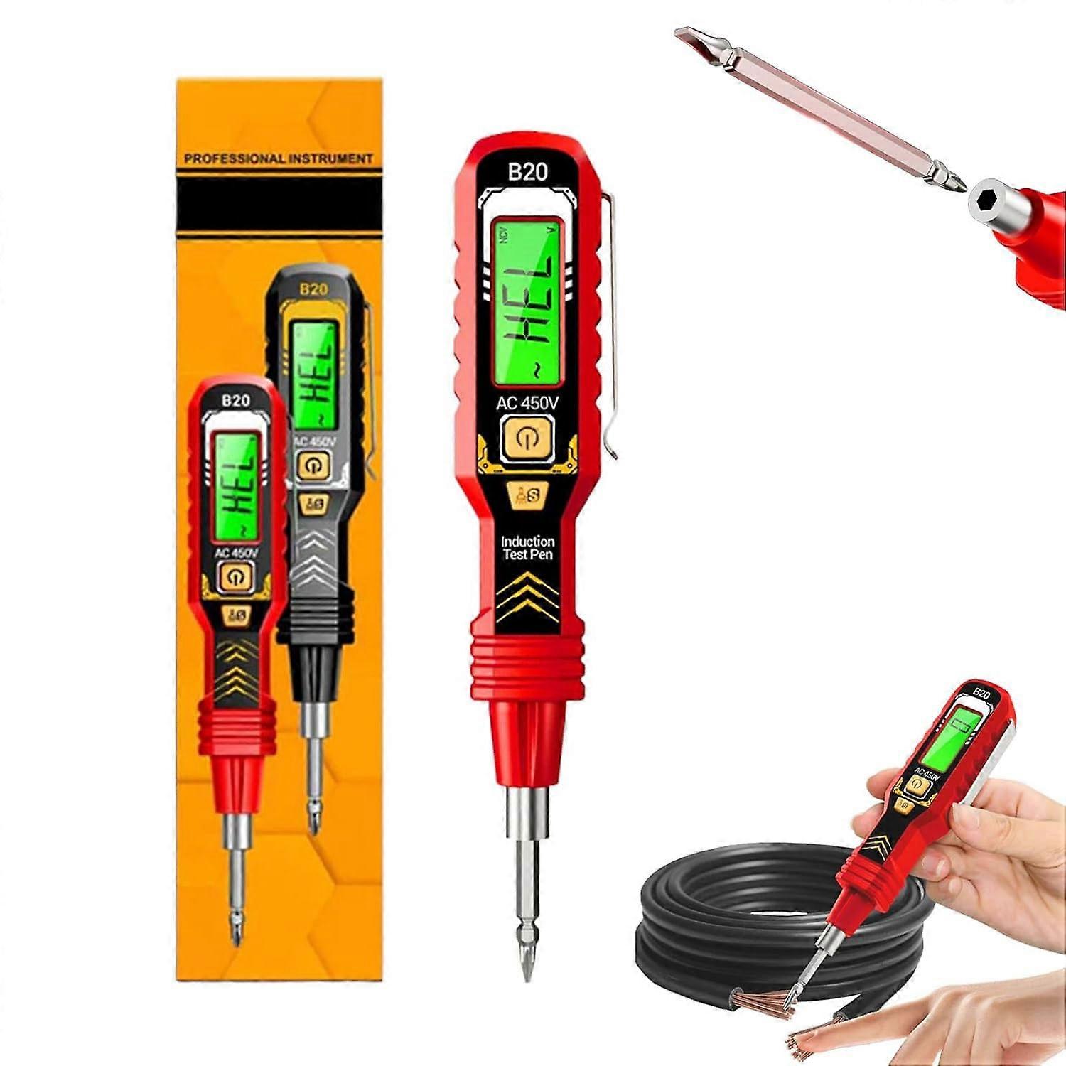 NonContact Voltage Tester with LCD Display,Smart Voltage Test Pen,301000V/11450V (Red)