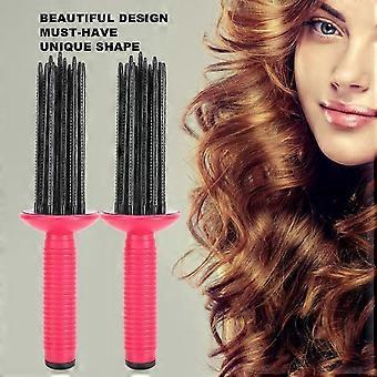 Heatless Hair Curler, Hair Curling Roll Comb, Hair Fluffy Roll Comb, Round Hair Brush, Teeth Round Brush, Hair Brush Curling Comb, Non-slip Portable C