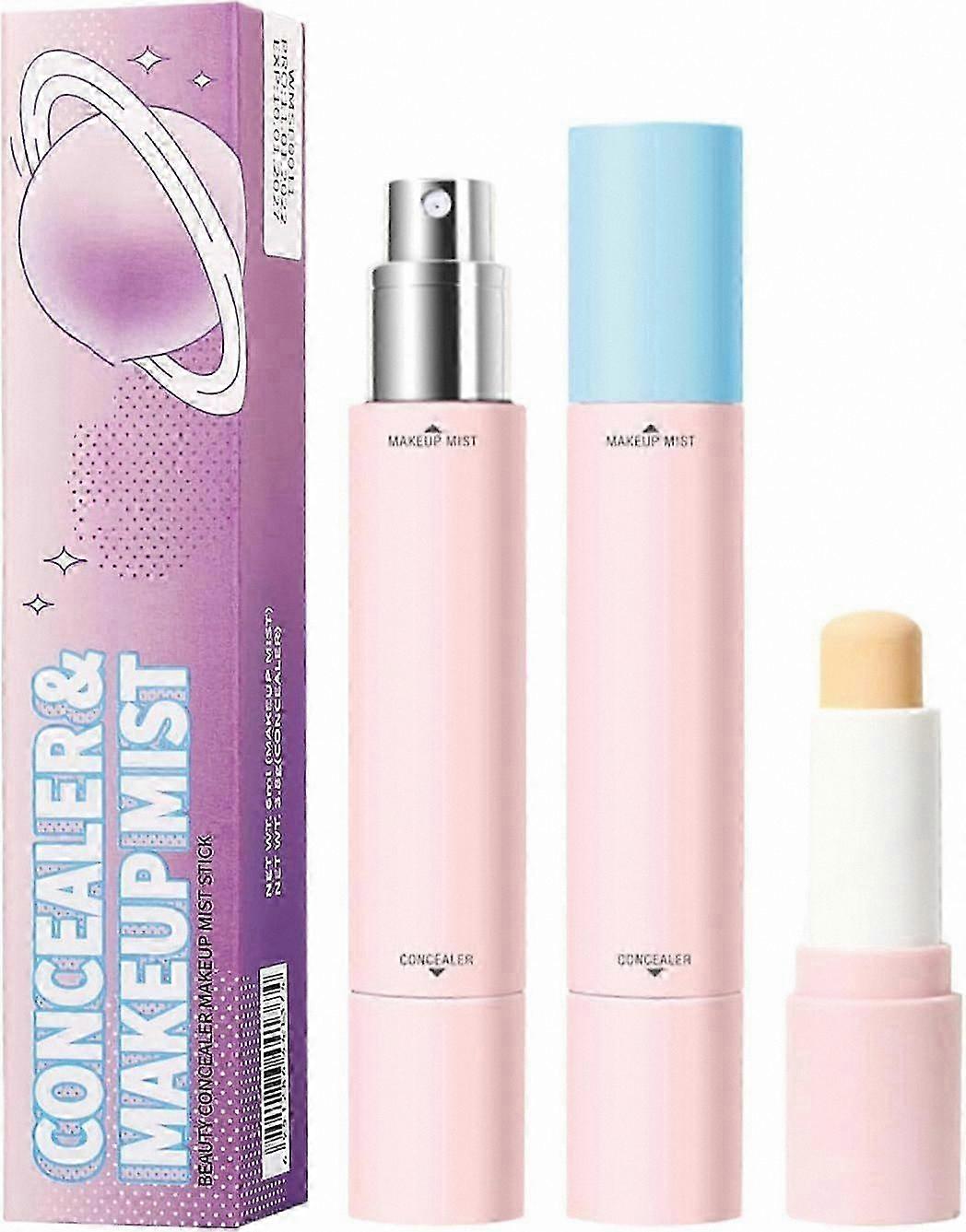 Lightweight Concealer Stick with Setting Spray | 2-in-1 Face Coverage for Beauty & Travel