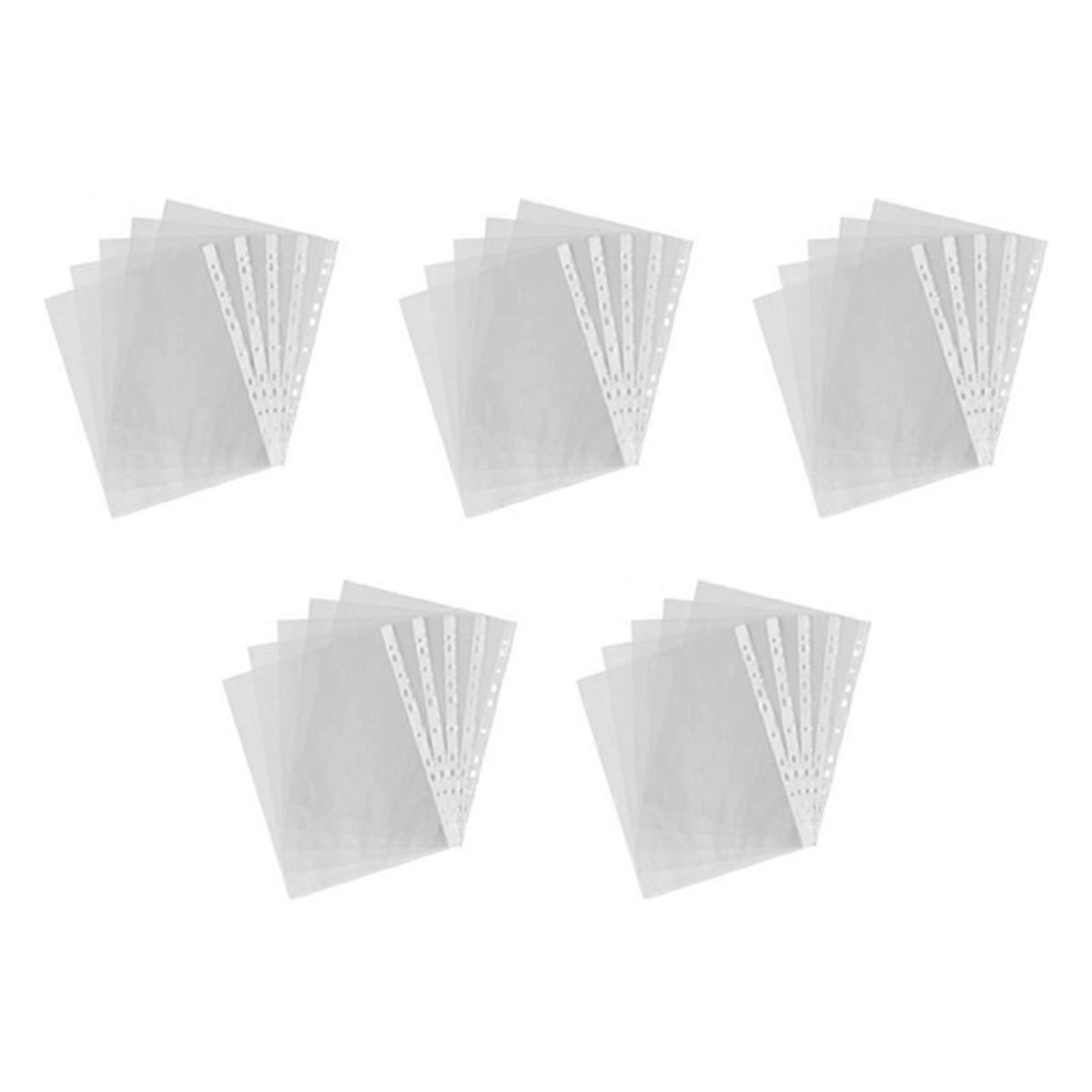 100pcs A4 PP Punched Punch Pockets Folders Filing Wallets Sleeves Bag Transparent