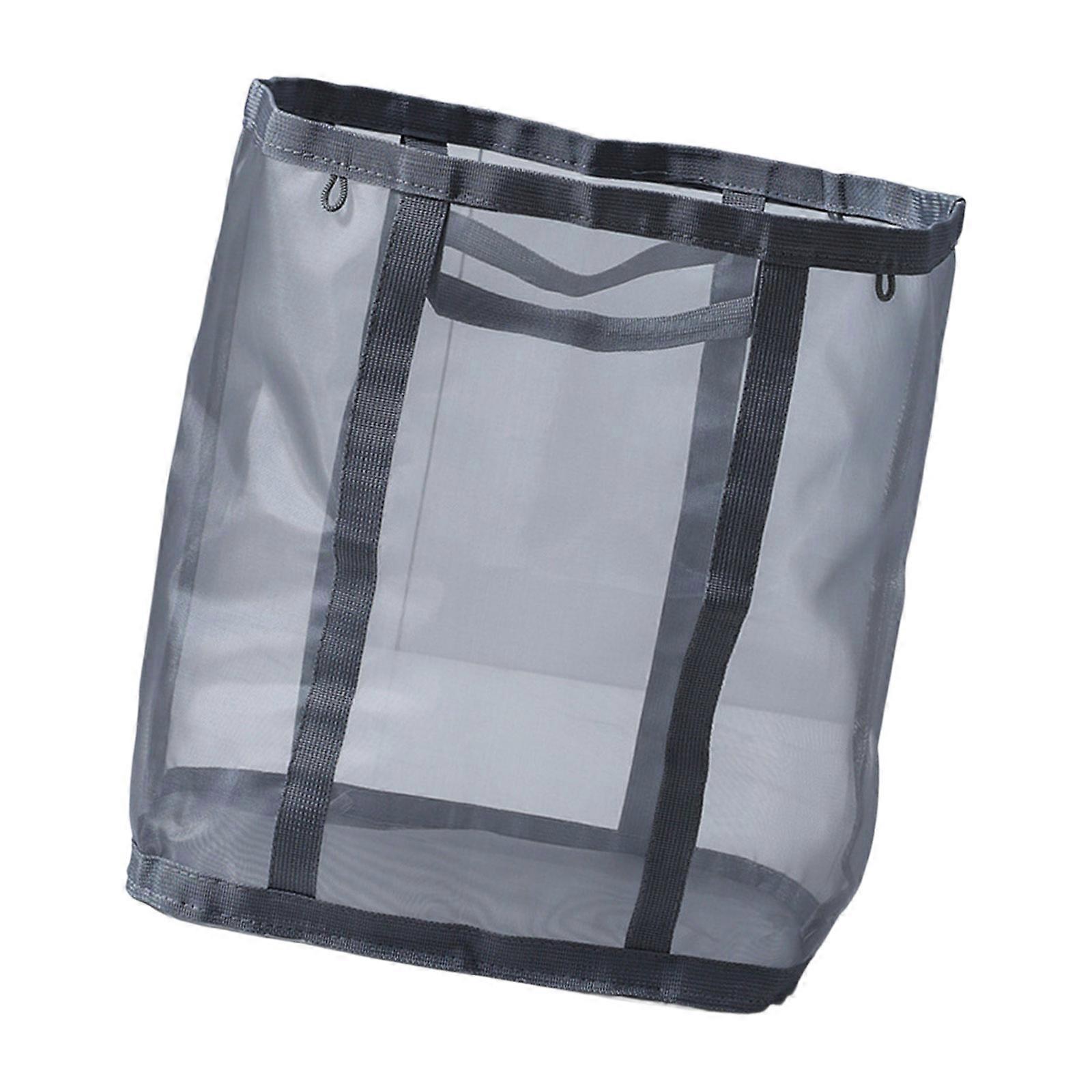 Extra Large Foldable Clothes Hamper Space Saving Foldable Nylon Laundry Basket with Reinforced Carry Handle  Gray