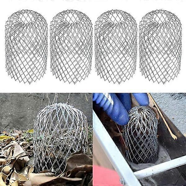 4-Pack Metal Aluminum Gutter Guard, Downspout Filter, Mesh Strainer, Debris Guard, Adjustable Mesh Filter for