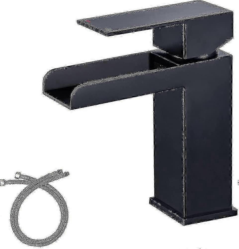 Svart vattenfall handfat kran enkelhål, 1,2 gpm flöde