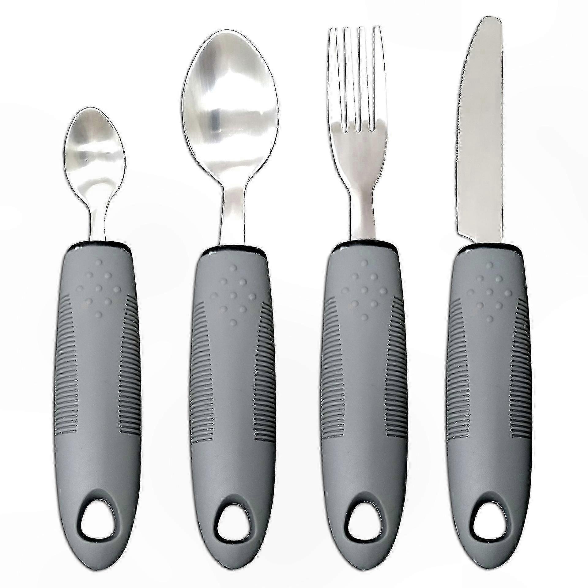 Adaptive Utensils for Seniors and Special Needs - Stabilizing Grip Assist Tools, Grey, 1 Set