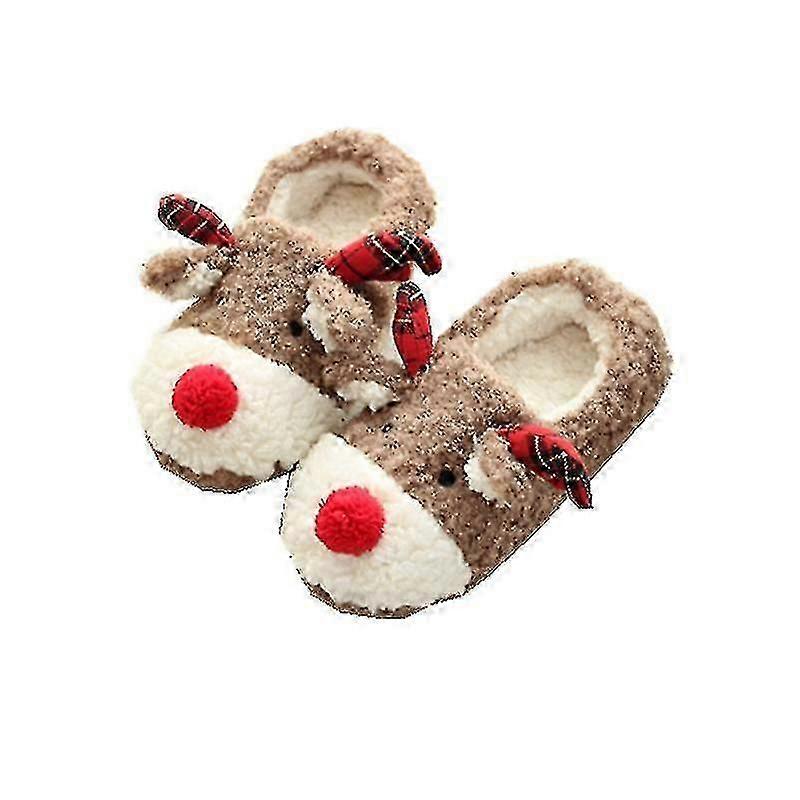 Vinter Jul Hjort Tofflor Mysigt Memory Foam Scuff Tofflor Slip på varma hus skor Inomhus B001Xl