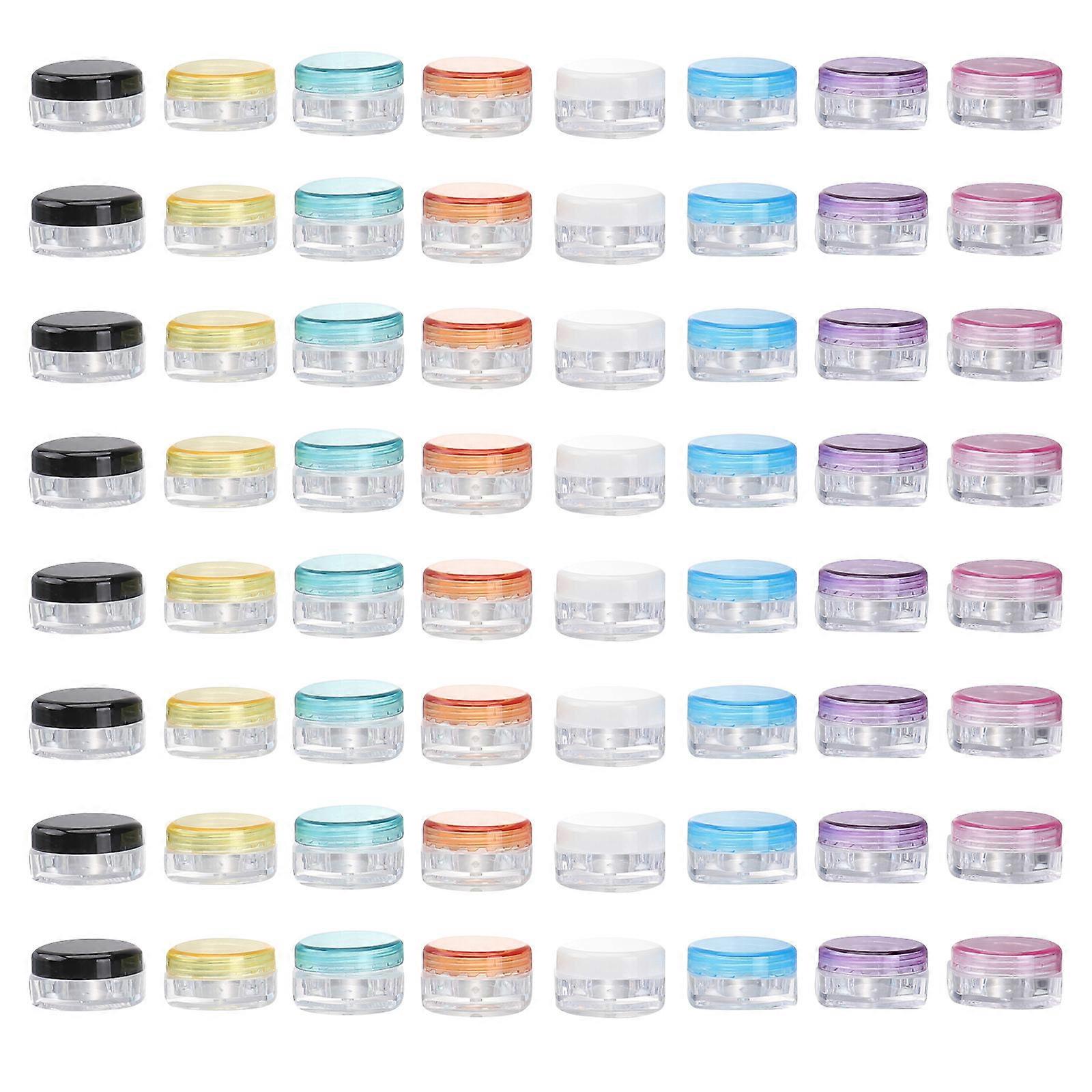 64 Pcs Flat Bottom Cream Bottles for Cosmetics Samples Empty Storage Material Assorted Colors