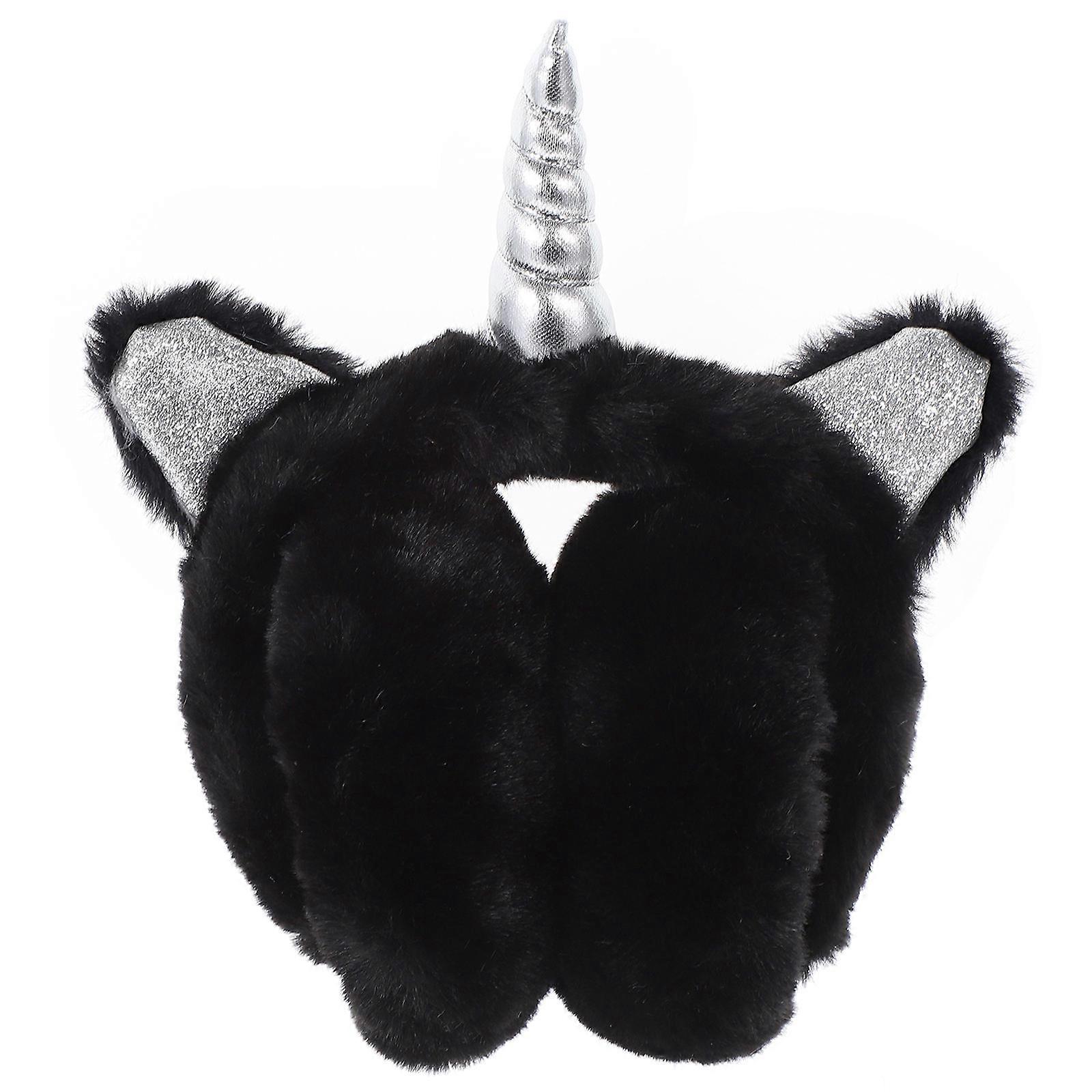 Winter Earmuffs Plush Ear Warmer for Decor Black Soft