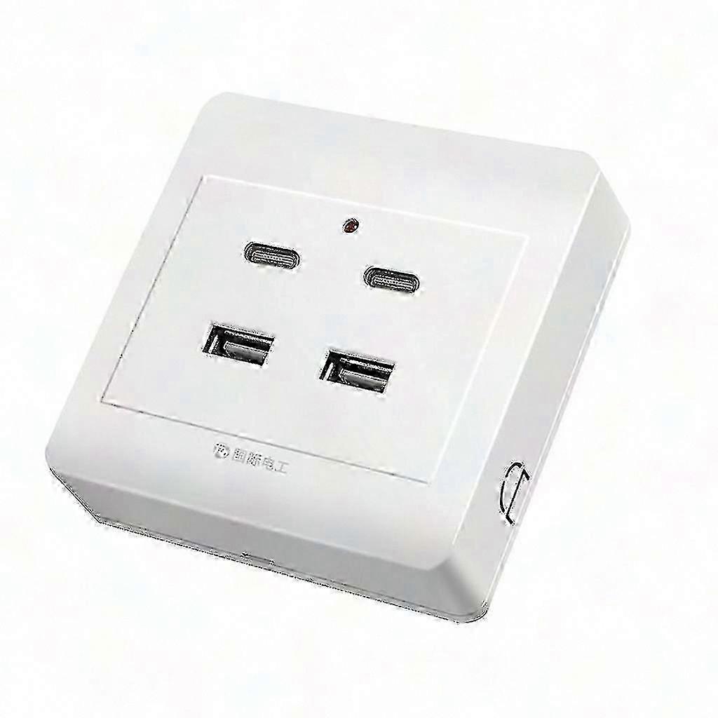 USB Outlet with Type C & USB Ports - Fast Charging Wall Power Socket