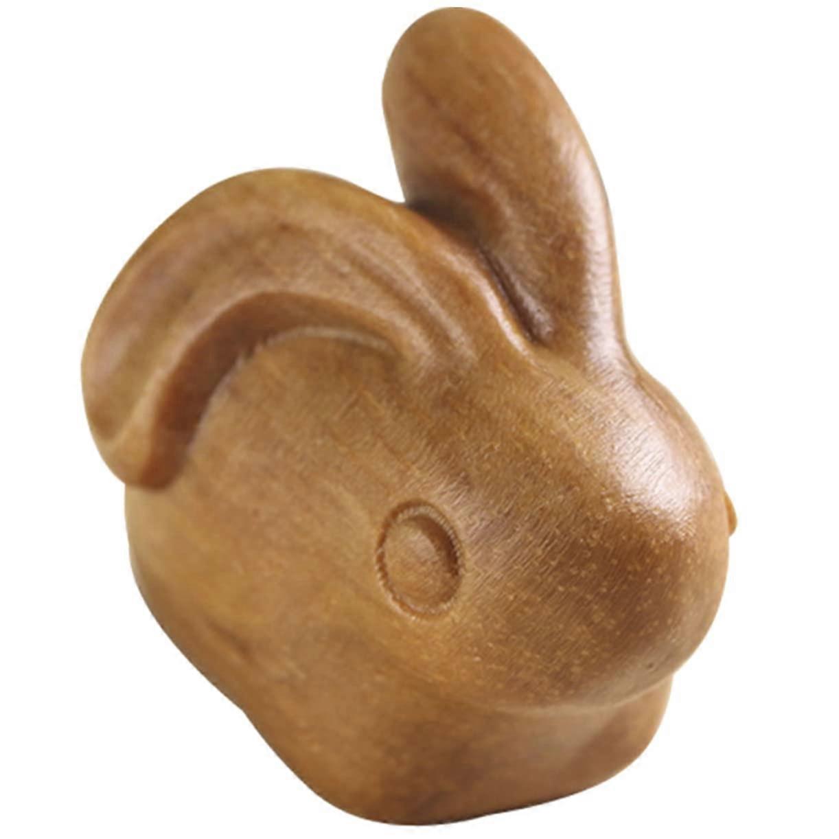 Sandalwood Carved Rabbit Wood Bunnies Statues Mini Zodiac Rabbit Ornament 3.1X2.1X1.8CM Hanging Decor Keyring