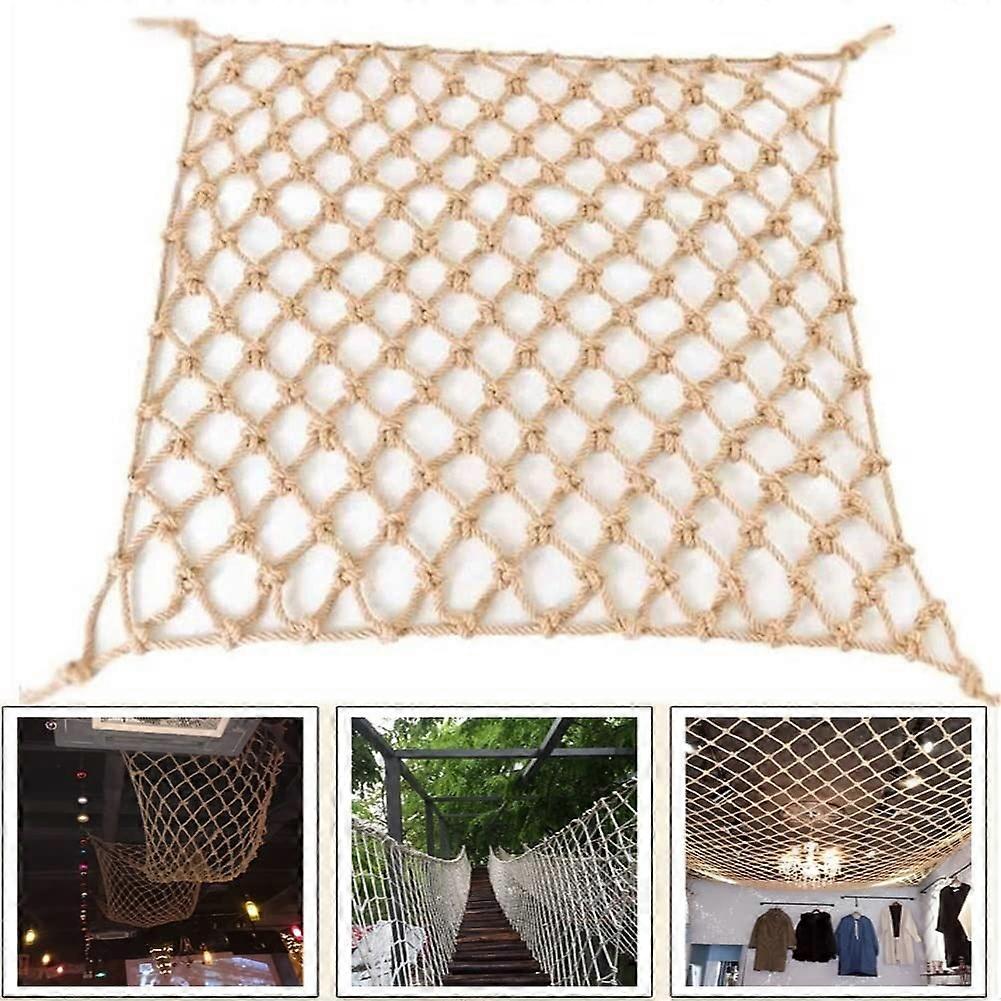 Balcony Safety Rope Netting For Kids Protection, Treehouse Net, Retro Cargo Mesh Design, Jute, 1m x 5m, Multiple Colors