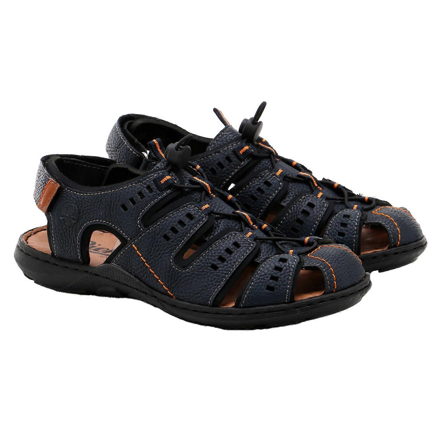 Rieker Mens Leather Closed Toe Sandals