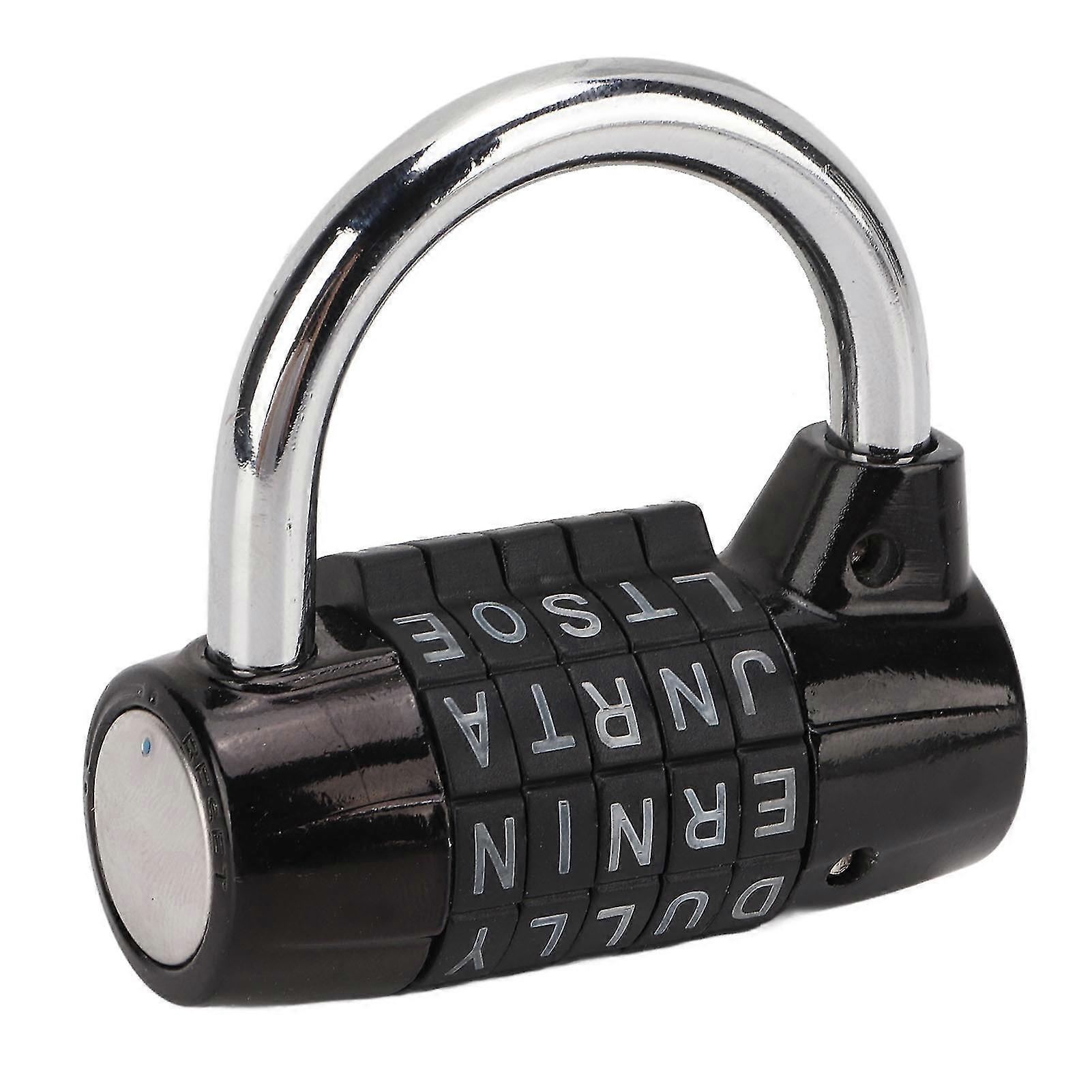 2025 5 Letters Combination Lock Antitheft Zinc Alloy Solid Black Padlock for Gym Suitcase