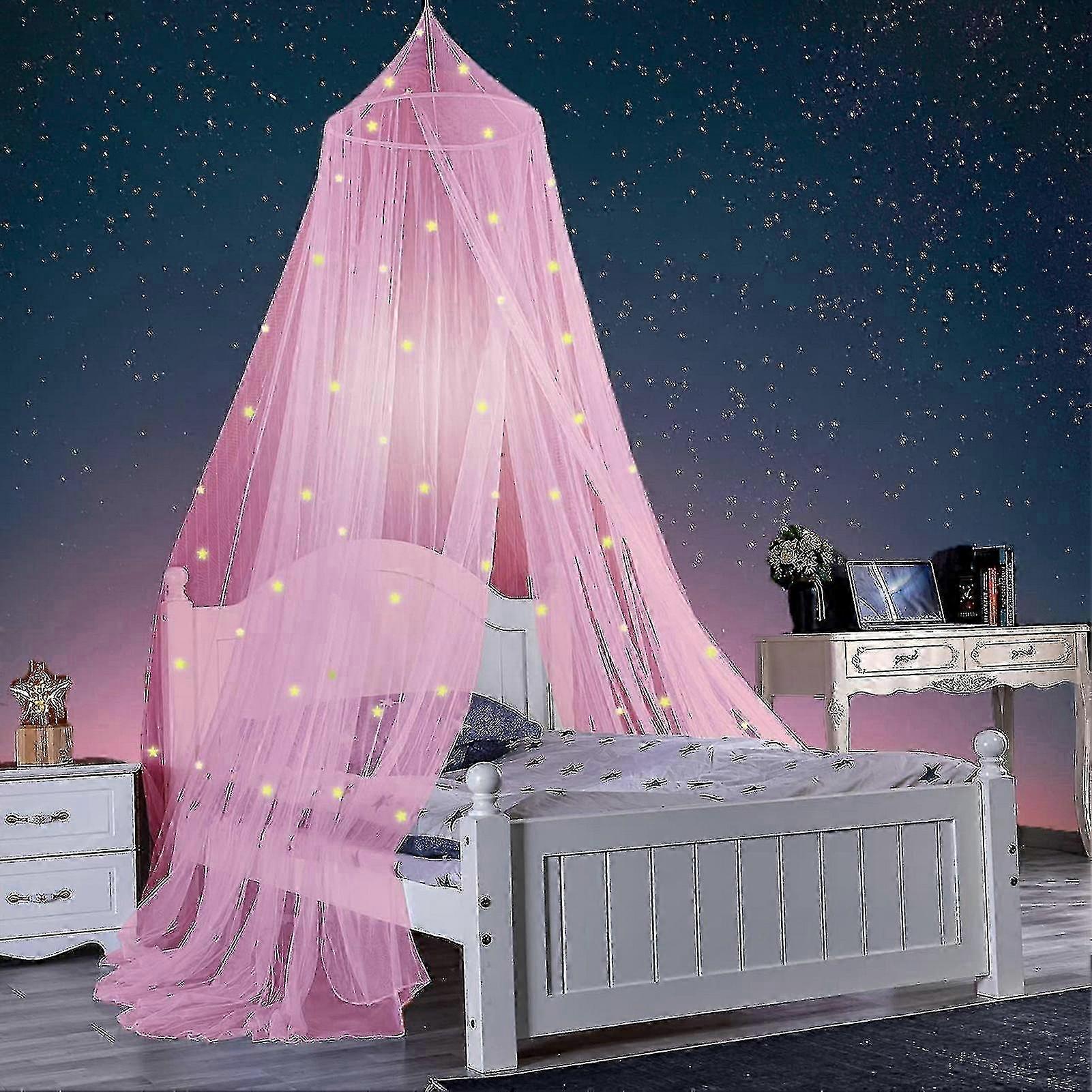 Glow-in-the-Dark Polyester Star Dome Canopy for Beds