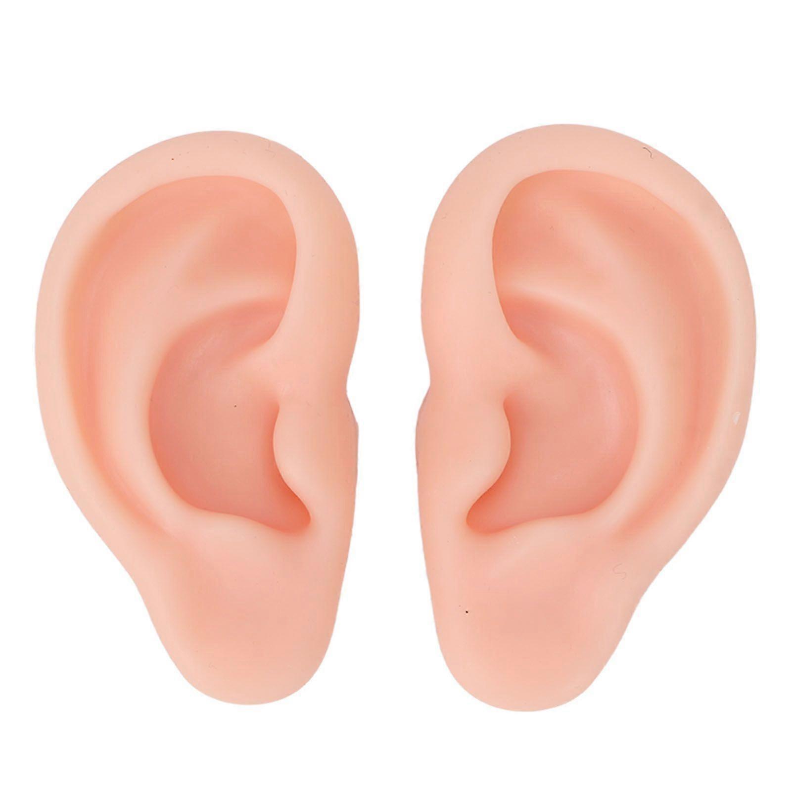 1 Pair Silicone Ear Model Soft Flexible Simulation Ear Model for Earrings Display Ear Piercing Exercise Light Skin Color
